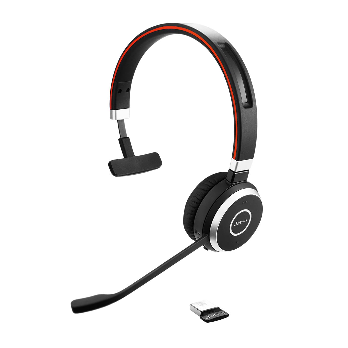 Jabra Evolve 65 SE Mono Wireless Bluetooth Headset with Noise-Cancelling Mic, 14H Battery & Dual Connectivity - MS Teams Certified, Compatible with Zoom/Slack - Perfect for Remote Work & Call Centers (Black)