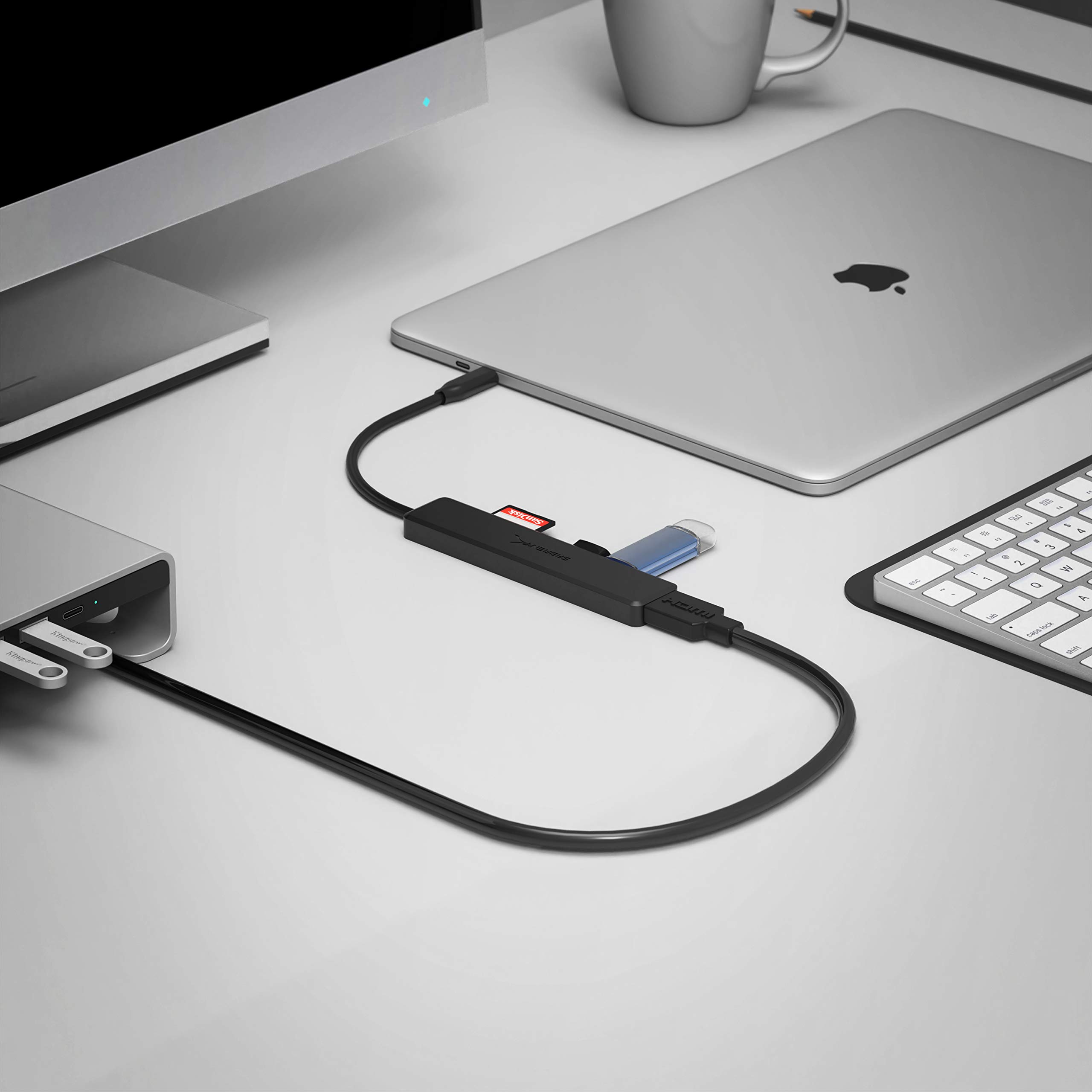 Sabrent 6-in-1 USB C Hub with HDMI Adapter, USB C to USB Adapter, SD/microSD Card Reader, USB A Ports & Power Delivery - Perfect for MacBook, Chromebook, Surface Pro & More (HB-TC6C) - Ideal for Home Office, Travel & Multi-Device Connectivity