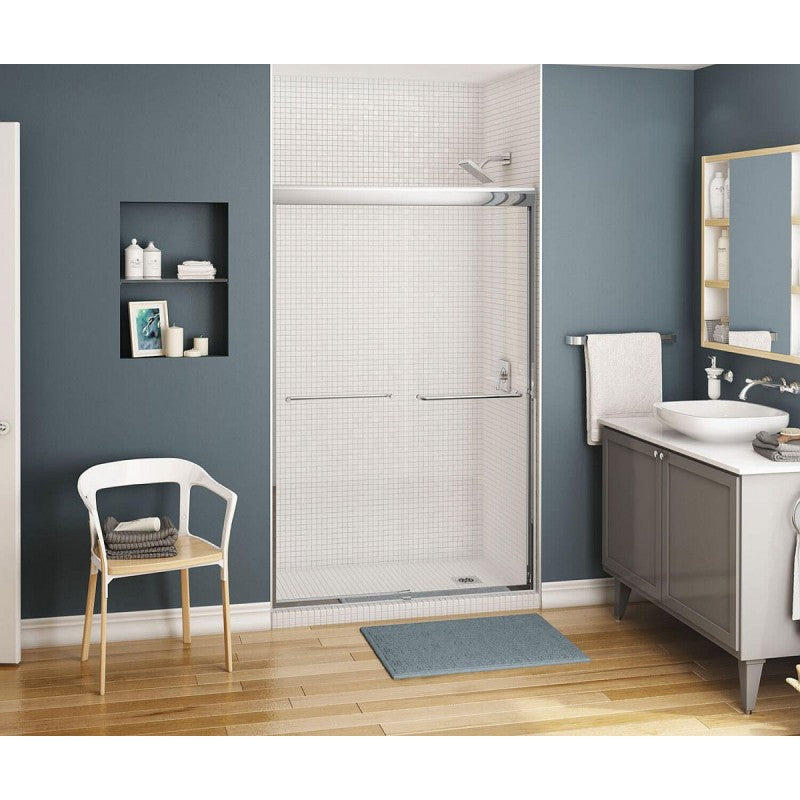 MAAX Kameleon 43-47in x 71in Semi Frameless Sliding Shower Door with Clear Glass - Perfect for Modern Bathrooms & Alcove Showers