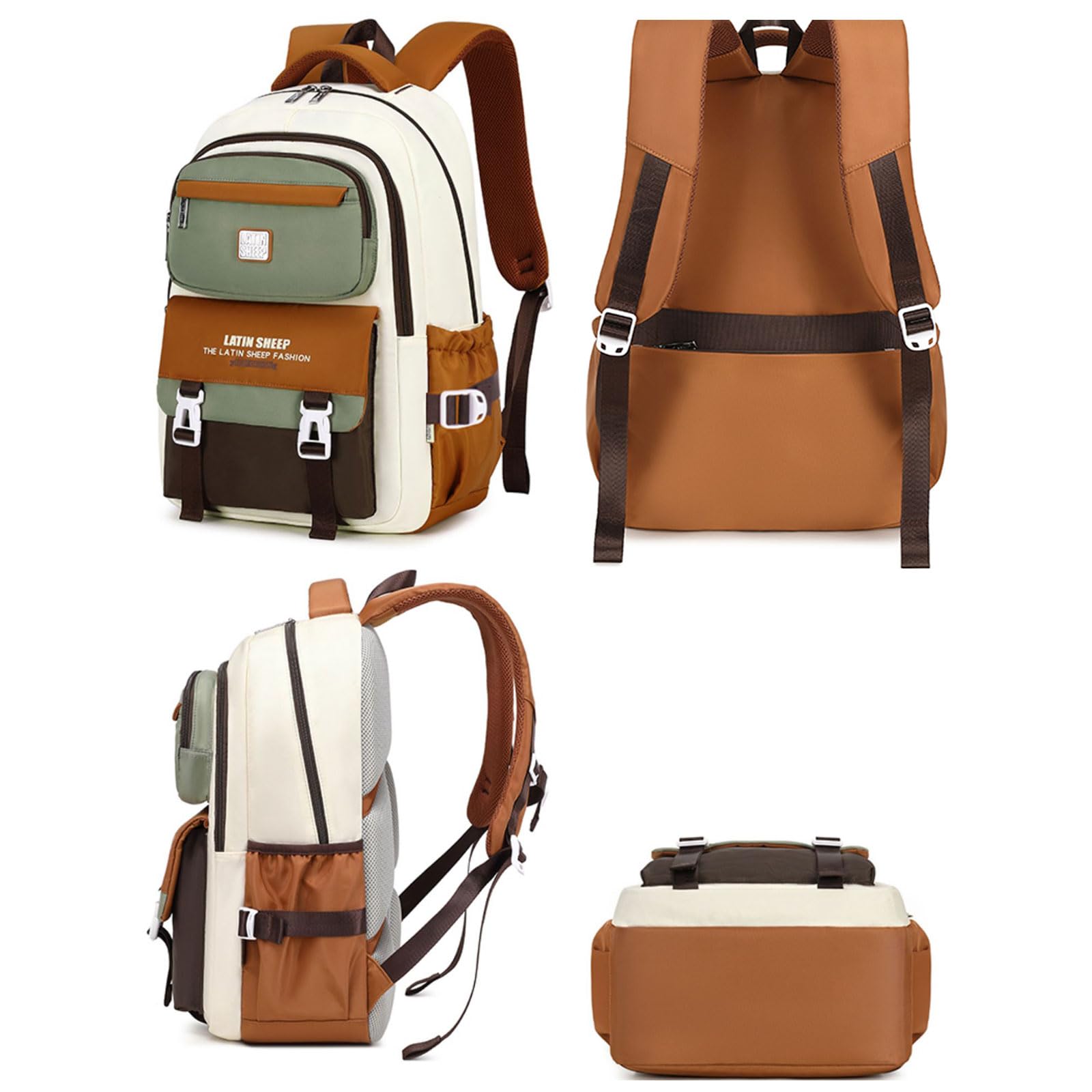 WYCY Boys Backpack - Large Capacity School Bag with Laptop Compartment & Pencil Case - Durable Kids Backpack for School, Travel & Daily Use (Brown)