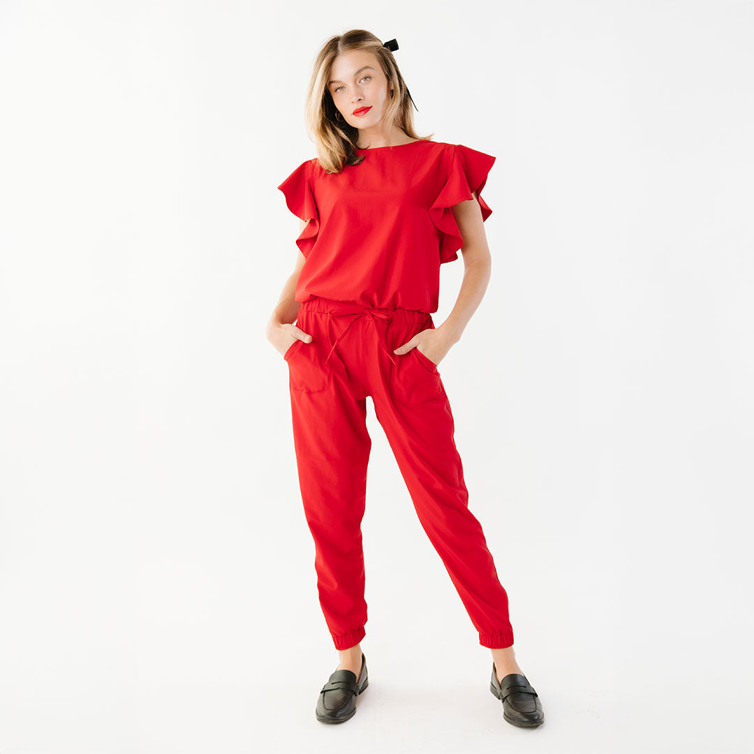 Crimson Jumpsuit for Women - Stylish & Comfortable One-Piece Outfit for Work, Casual Wear & Evening Events
