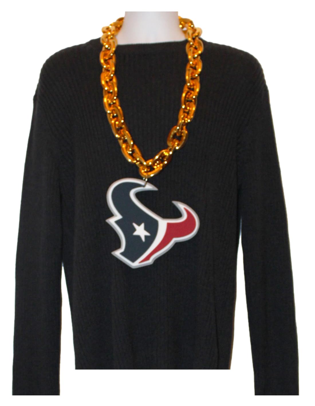 Houston Texans NFL Fan Chain for Men - 18K Gold Plated Football Team Jewelry - Perfect for Game Day, Tailgating & Sports Fan Gifts