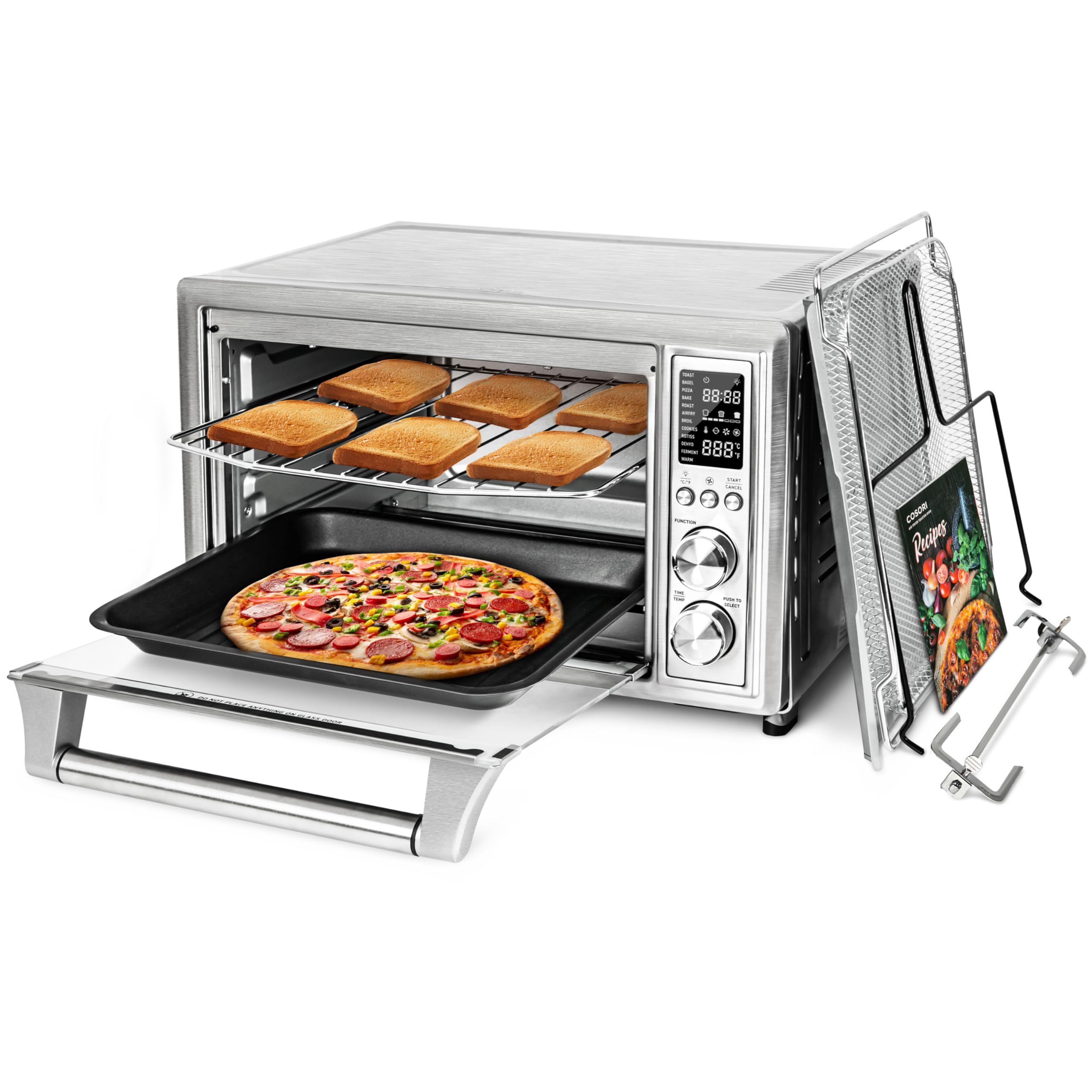 COSORI 12-in-1 Air Fryer Toaster Oven Combo with Rotisserie & Convection - 32QT Stainless Steel Countertop Oven for Baking, Broiling, Roasting, Dehydrating - Includes 134 Recipes & 4 Accessories - Perfect for Family Cooking, Meal Prep & Healthy Eating