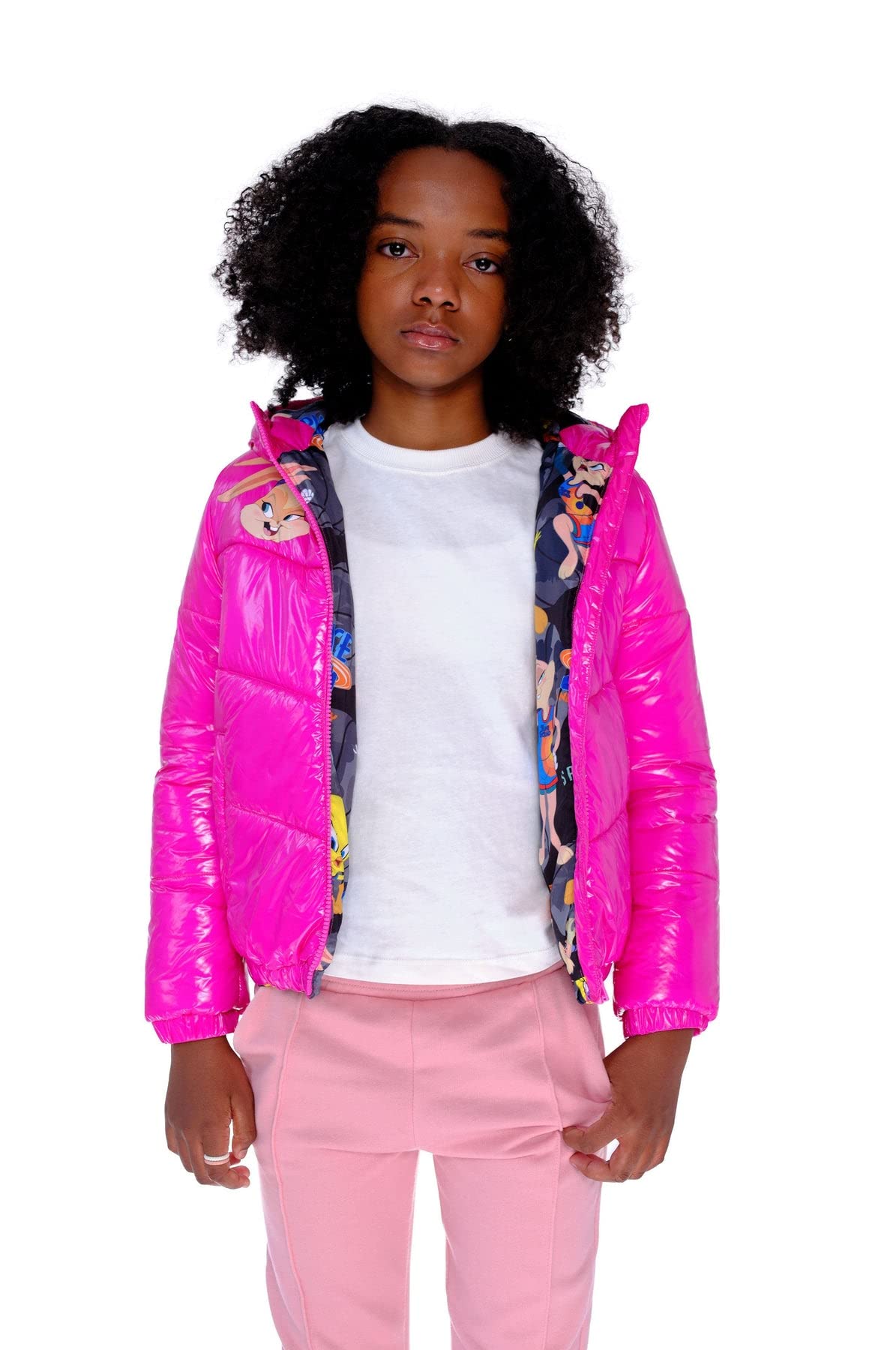 Stylish Members Only Cire Puffer Jacket with Mash Print Lining for Girls - Warm Winter Coat for School, Outdoor Activities & Casual Wear (Pack of 1)