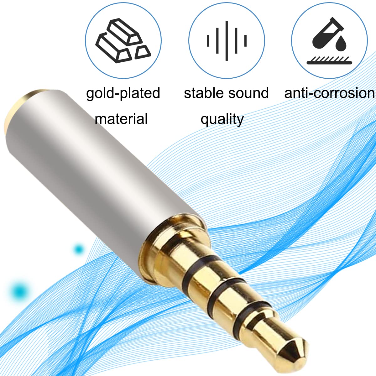2.5mm to 3.5mm Audio Adapter - Female to Male Stereo Headphone Jack Converter (5 Pack) for Smartphones, Microphones, Tablets - Perfect for DJ Equipment, Gaming Headsets & Home Audio Systems