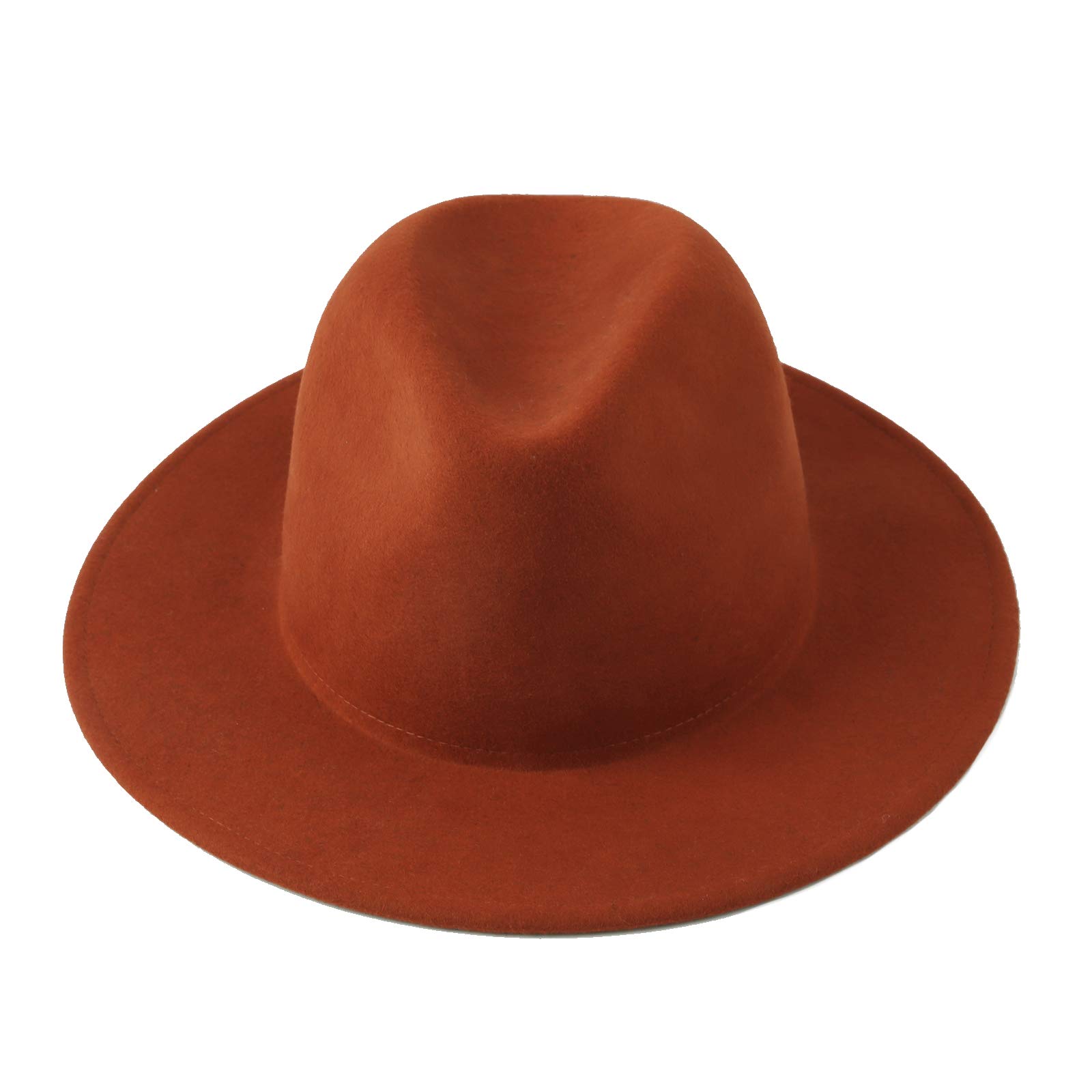 WITHMOONS Classic Wool Felt Fedora Hat - Wide Brim Panama Style Sun Hat for Men & Women - Perfect for Outdoor, Beach, and Casual Wear