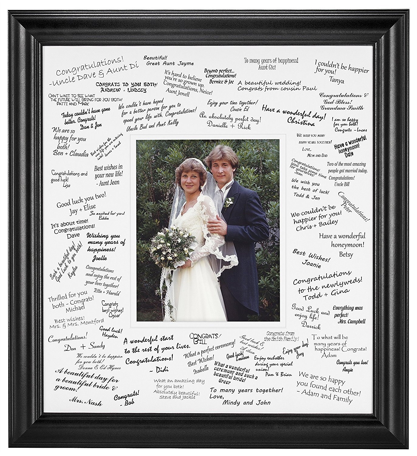Elegant Black Wedding Signature Picture Frame Mat Set for 11x14 Photos - Perfect for Guest Book Alternative, Anniversary Gifts & Home Decor