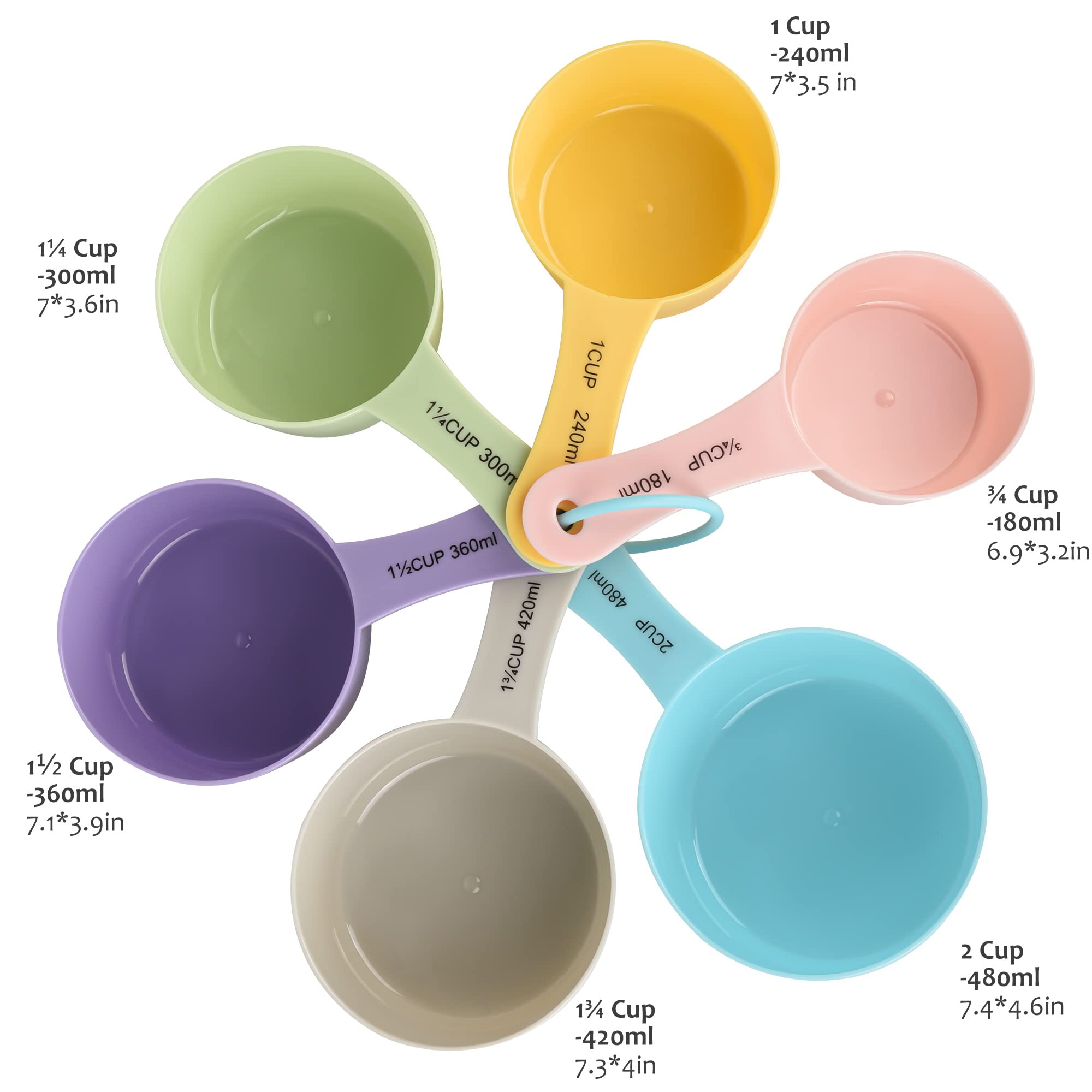 Smithcraft 6-Piece Plastic Measuring Cups Set - 3/4 & 2 Cup Measuring Cups for Baking, Cooking & Kitchen - Colorful Food Measurement Tools (Purple) - Perfect for Measuring Dry & Liquid Ingredients in Recipes