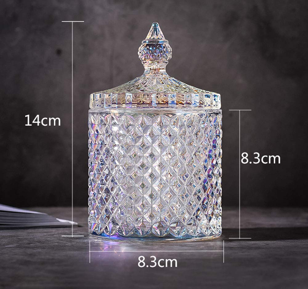 Premium Crystal Diamond Glass Jar with Airtight Lid - Food Storage Container for Candy, Sugar, Spices & Dry Goods - Perfect for Kitchen Pantry Organization & Home Decor
