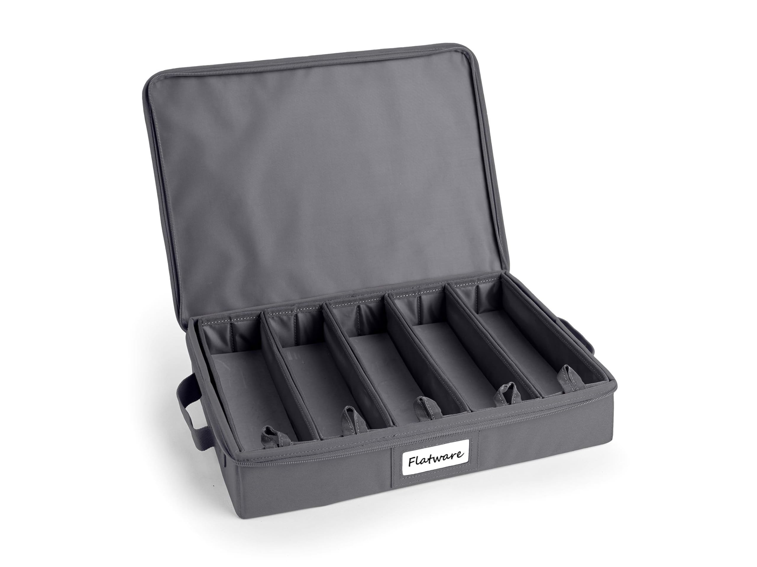 Covermates Keepsakes Flatware Storage Box – Stackable Silverware Organizer with Reinforced Handles for China & Cutlery Protection | Durable Graphite Design | Perfect for Dining Room, Kitchen Storage & Travel