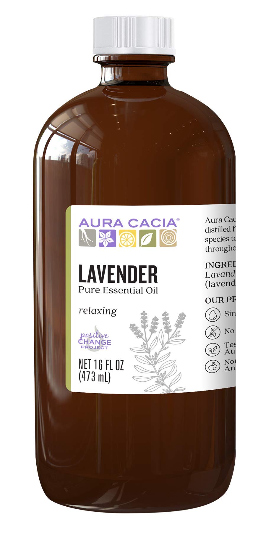 Aura Cacia Lavender Essential Oil for Relaxation & Stress Relief - 16 fl oz (473ml) - Pure Aromatherapy Oil for Diffusers, Massage, Bath & Home Spa