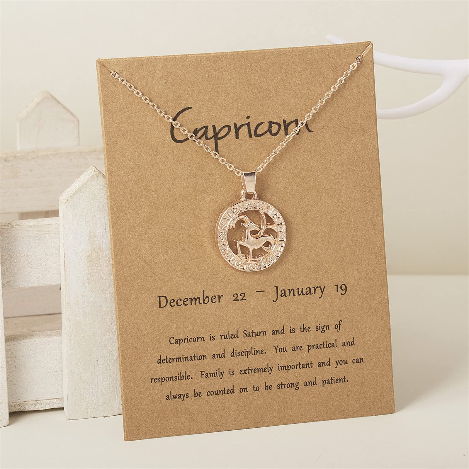 12 Constellation Pendant Necklace - Elegant Zodiac Horoscope Jewelry with Chain for Women | Perfect Birthday Gift & Everyday Wear for Astrology Lovers