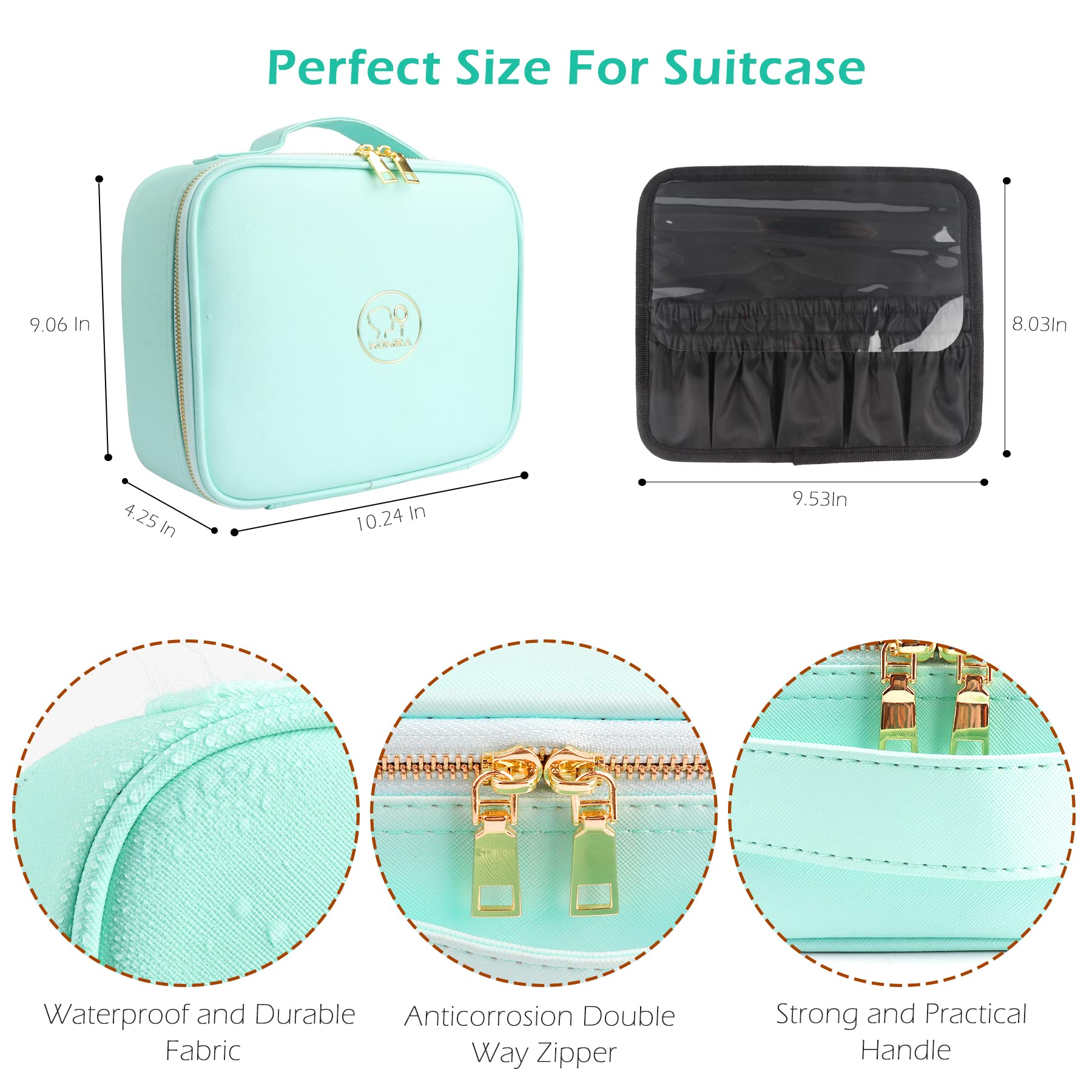 Premium MOMIRA Travel Makeup Bag with LED Mirror - Large Waterproof Cosmetic Organizer, Adjustable Brightness & 3 Lighting Modes - Perfect for Travel, Home Vanity & Gift Giving