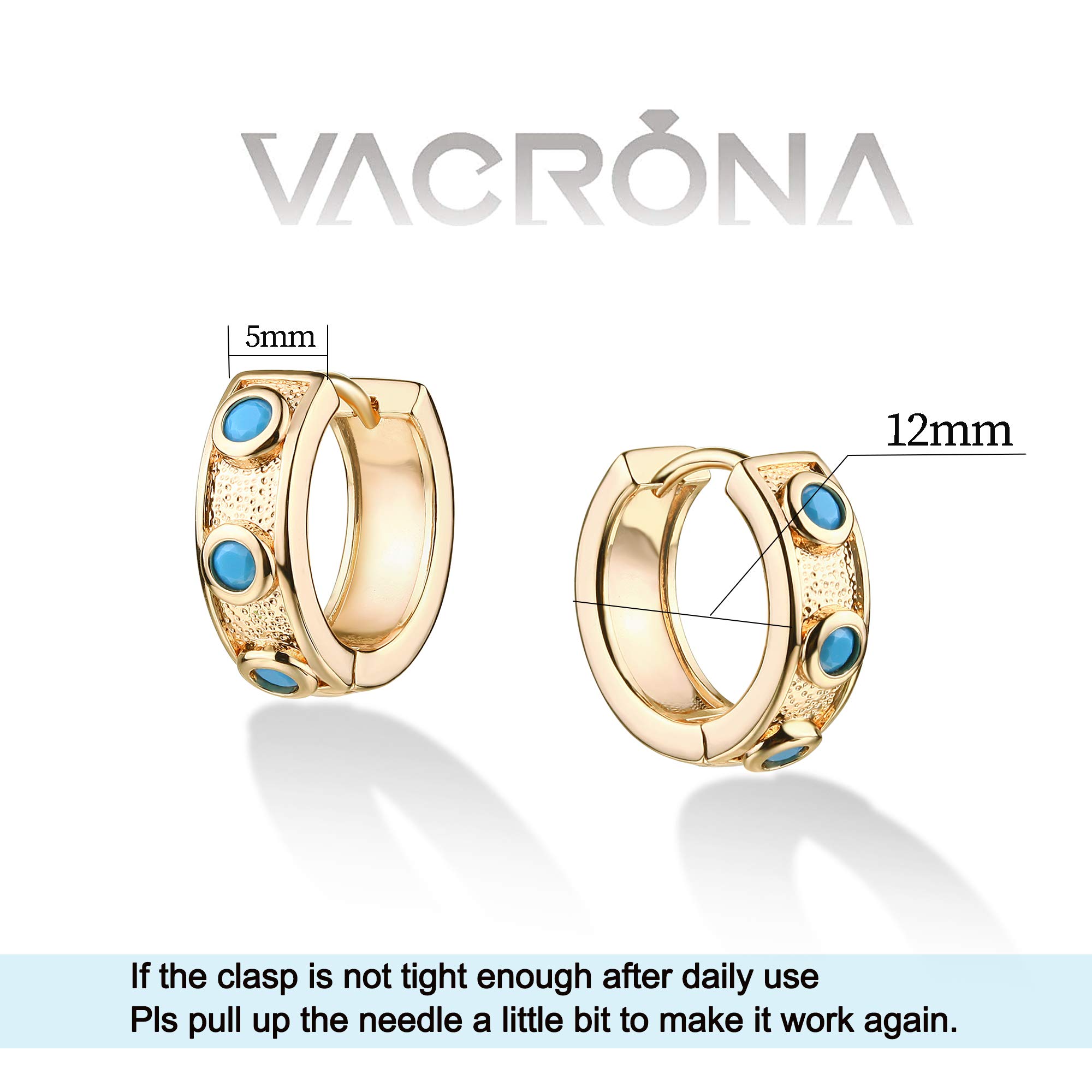 VACRONA 14K Gold Plated Cubic Zirconia Huggie Hoop Earrings - Tiny Lightweight Small Hoops for Women, Perfect for Everyday Wear, Parties & Gifts