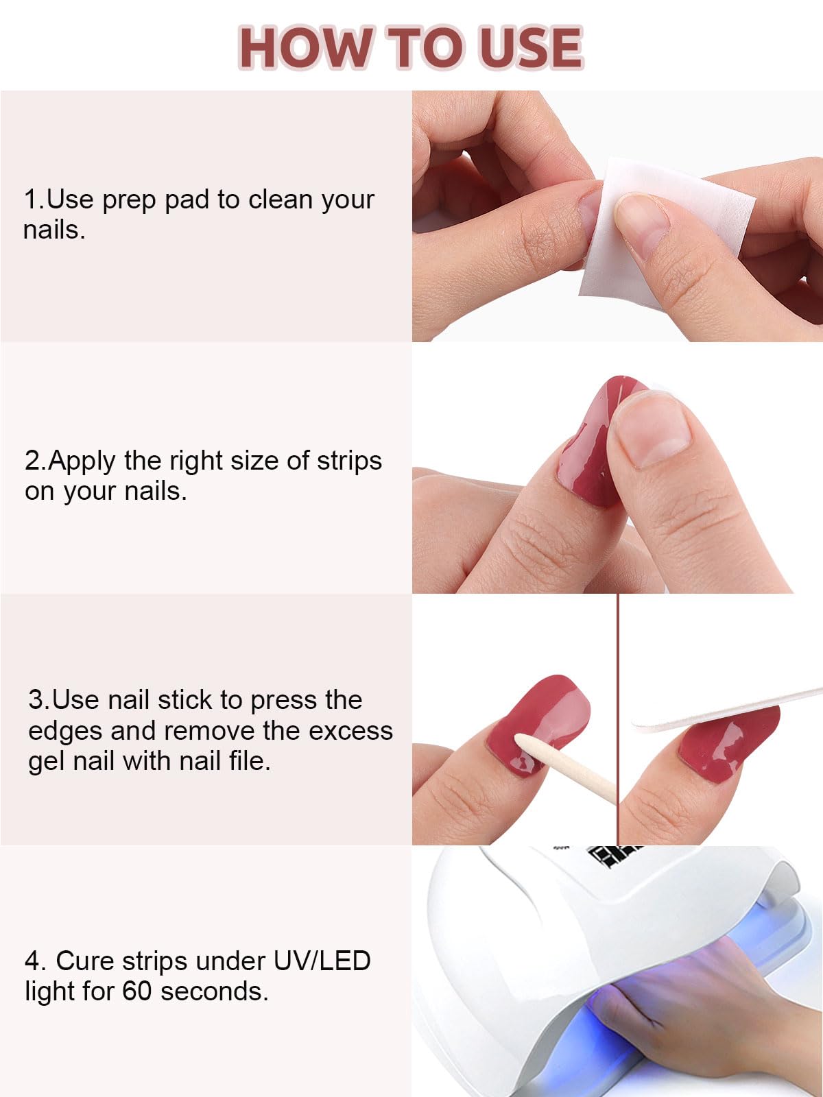 32Pcs Valentine Gel Nail Wraps - Heart Nail Art Stickers for Home Salon