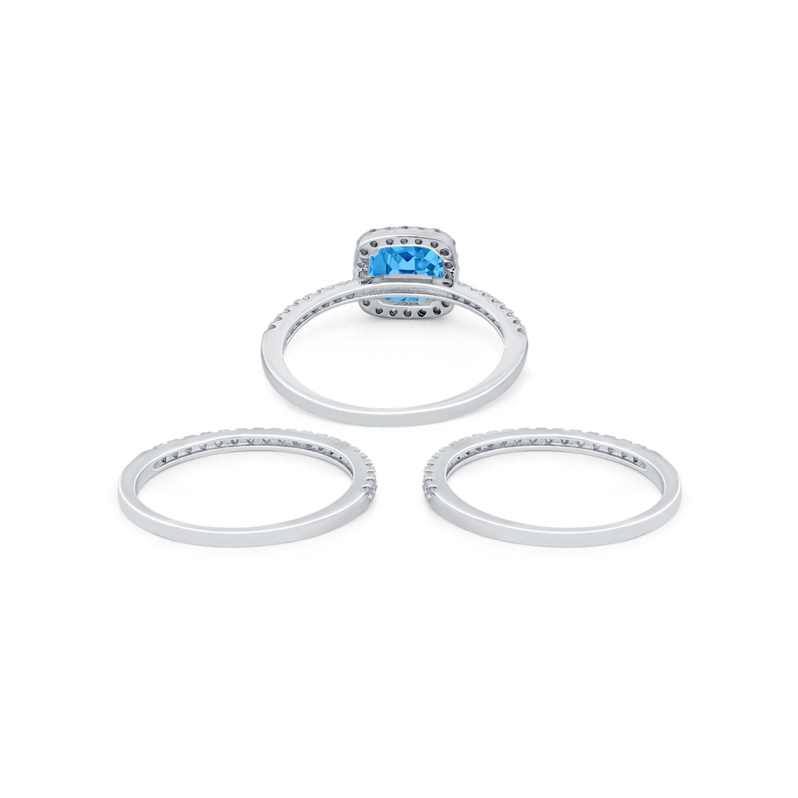 3-Piece Wedding Ring Set Round Cubic Zirconia 925 Sterling Silver Bridal Band for Women - Perfect for Engagement, Anniversary & Special Occasions