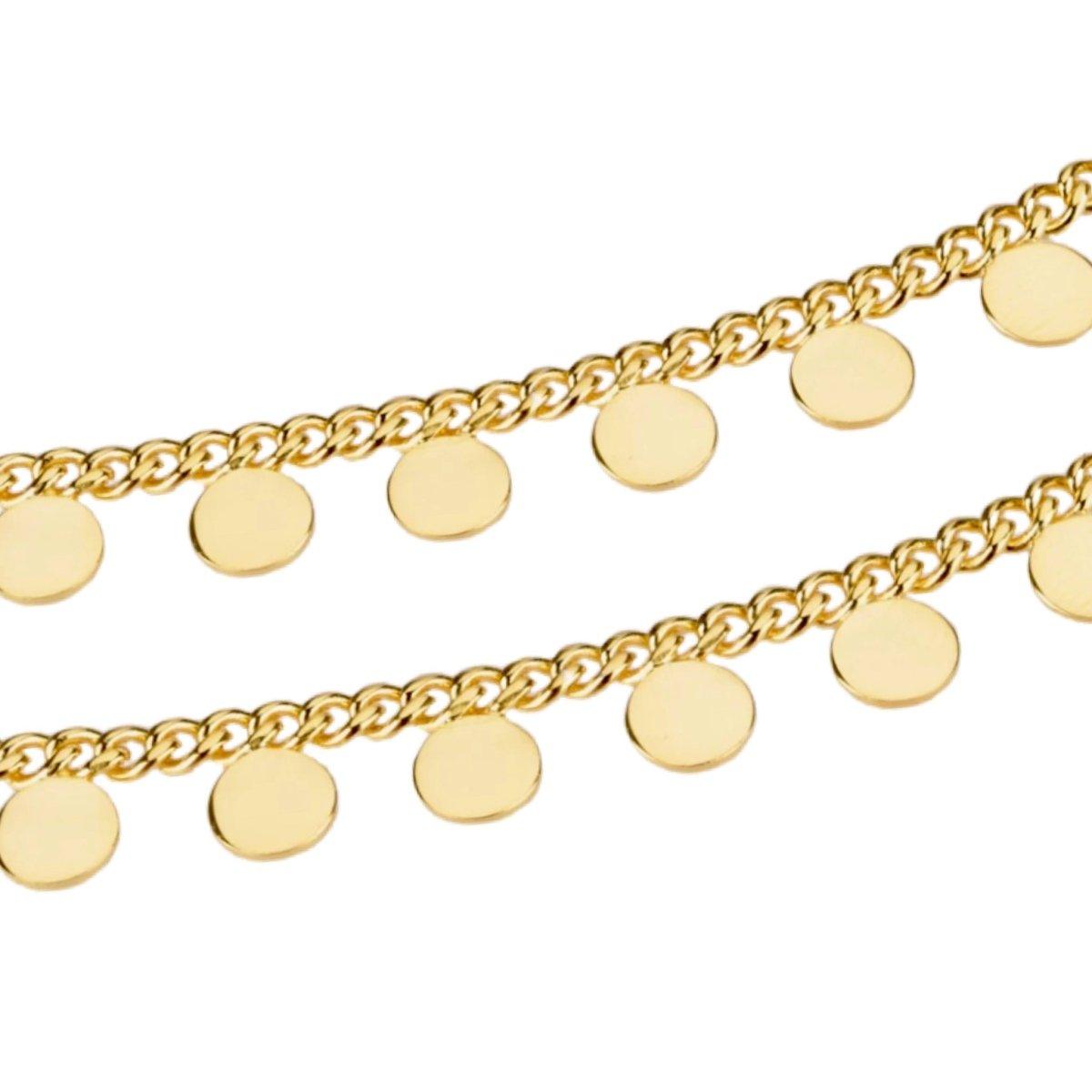 Laihas Gypsy Round Disk Gold Vermeil Anklet - Elegant Boho Ankle Bracelet for Women, Perfect for Beach, Festival & Summer Outfits