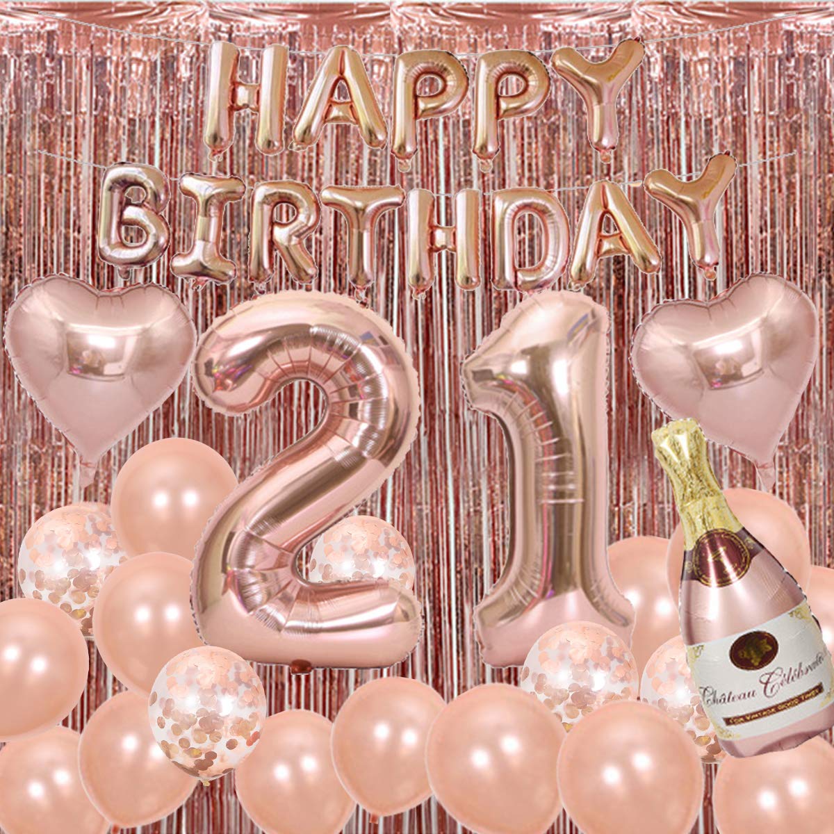 Rose Gold 21st Birthday Party Decorations for Women - 21 Balloons, Party Supplies & Decor - Perfect for Birthday Celebrations, Milestone Parties & Instagram-Worthy Events