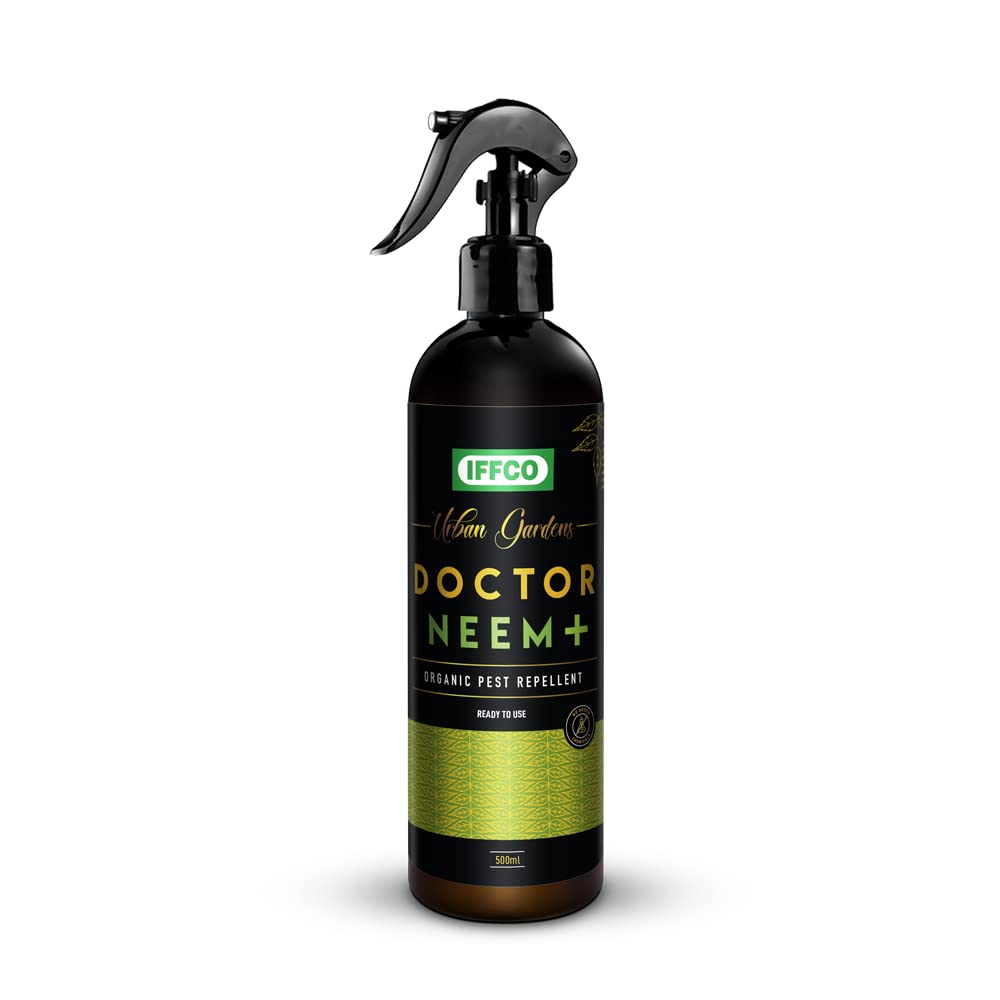 IFFCO Urban Gardens - Doctor Neem+ 500ml Organic Pest Control Spray - 3-in-1 Neem, Pongamia & Lemongrass Oil Formula - Kills Mealy Bugs & Fungus - Safe for Indoor & Outdoor Plants - Perfect for Home Gardens, Potted Plants & Greenhouses