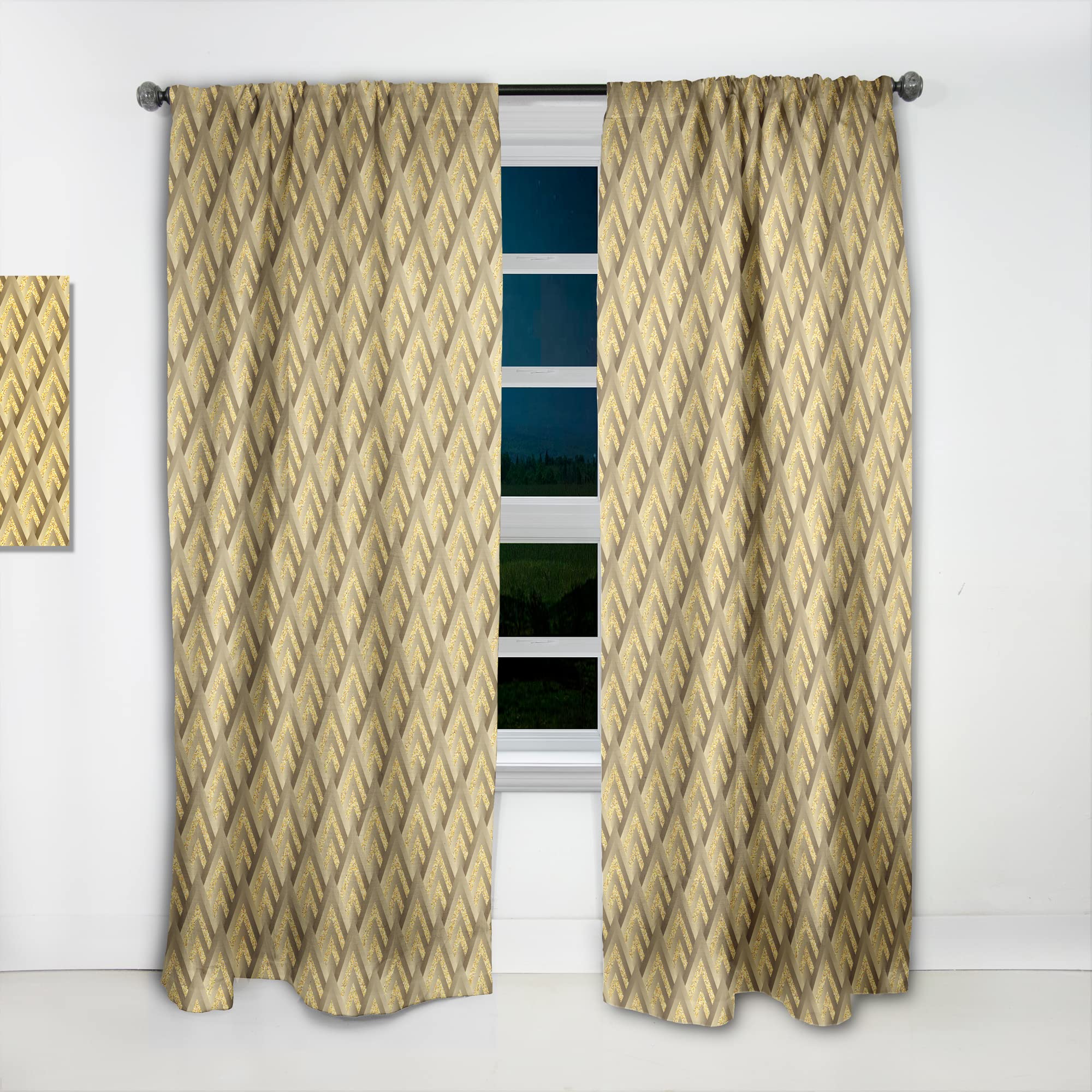 DesignQ Thermal Insulated Blackout Curtains - Golden Plaid Pattern, 52x90 Inch Single Panel for Bedroom & Living Room - Energy Saving, Noise Reducing, Perfect for Home Decor & Privacy