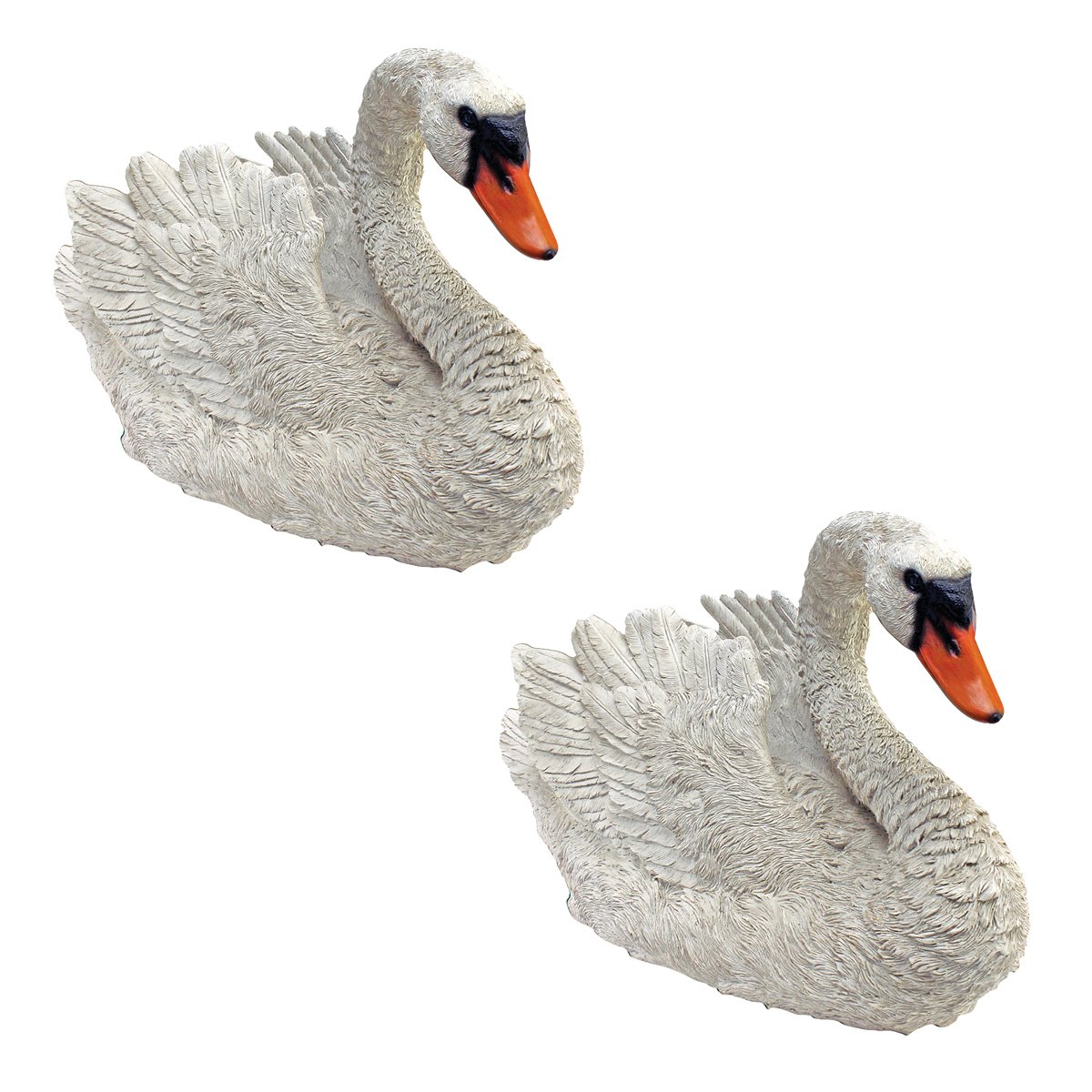 Design Toscano White Swan Garden Statues - Set of 2 Elegant 18