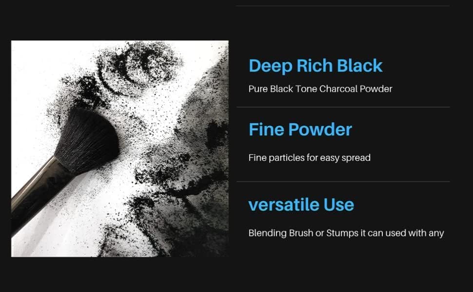 Premium Artist Black Charcoal Powder for Sketching & Drawing - 30g Professional Grade Fine Powder - Ideal for Portrait, Figure Drawing & Shading Techniques (Pack of 1)