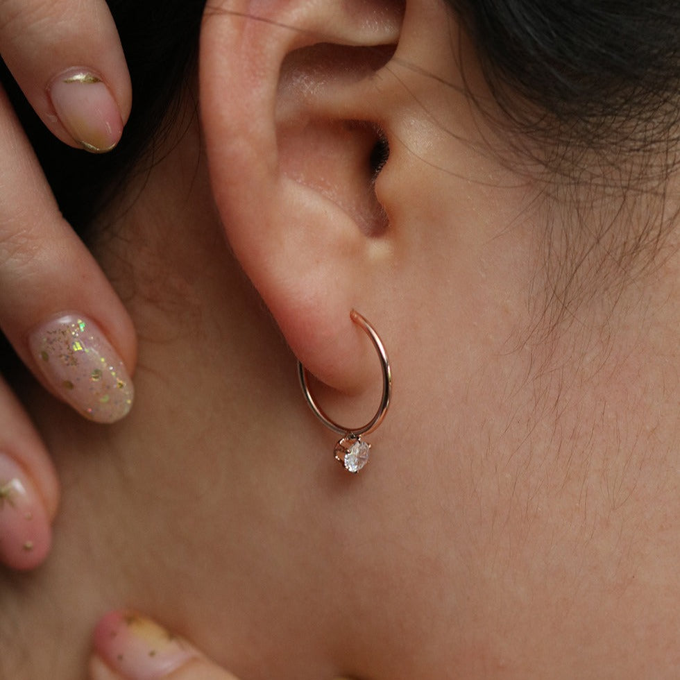 Cubic Dangle Semi Hoop Earrings for Women - Trendy Geometric Drop Earrings for Casual & Party Wear
