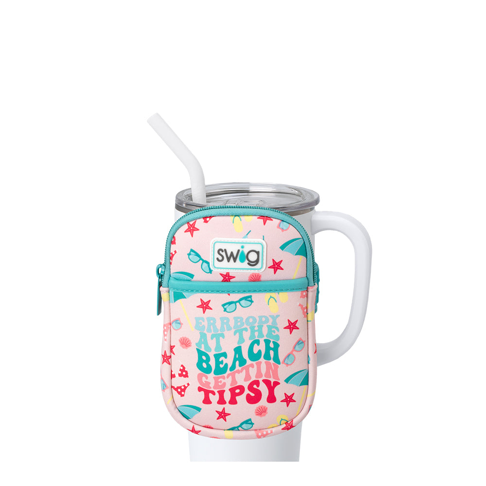 Errbody At The Beach Mega Mug Pouch - Large Insulated Tumbler Holder for Pool, Beach & Travel - Funny Drinking Accessory for Summer Parties & Vacations
