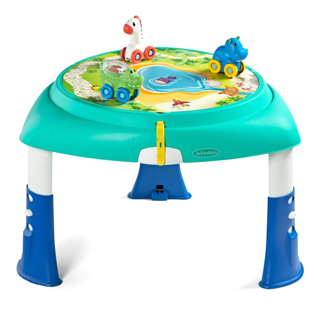 Infantino 3-in-1 Spin & Stand Baby Activity Center - 360° Rotating Seat & Play Table with Easy Fold Design, Multi-Color | Perfect for Playtime, Learning & Development (6-12 Months)