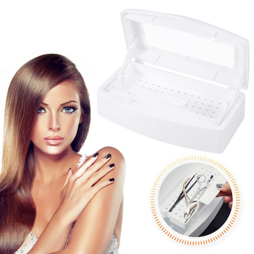 Professional Nail Tools Sterilizer Tray with Self-Draining Basket - UV Disinfection Container & Storage Organizer for Manicure Salon Tools - Perfect for Salon Hygiene & Tool Maintenance