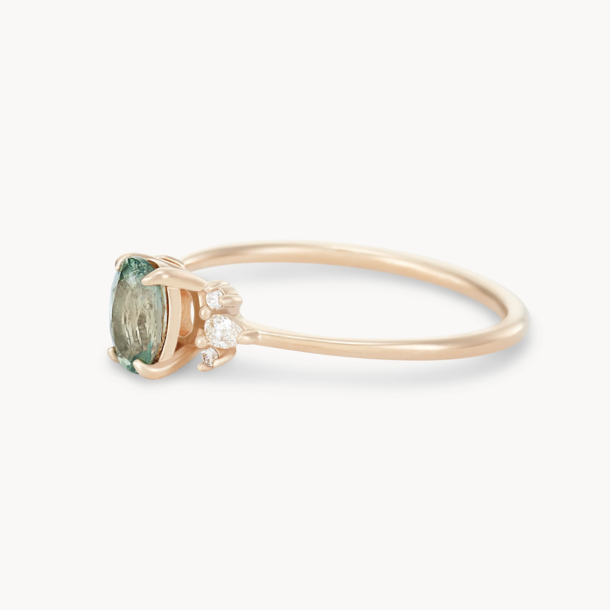 Unique 14K Yellow Gold Ring with Green Sapphire - Handcrafted One-of-a-Kind Jewelry for Engagement, Anniversary & Special Occasions