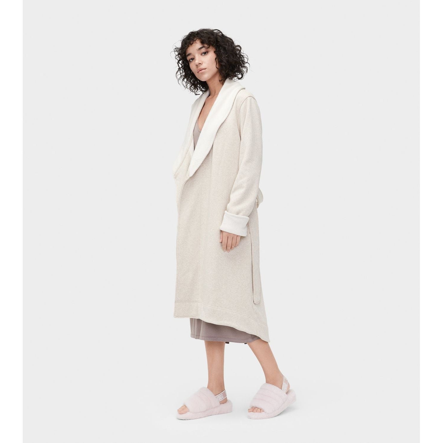 UGG Women's Duffield II Robe in Oatmeal Heather - Cozy Fleece Bathrobe for Women, Soft Plush Loungewear - Perfect for Spa Days, Relaxing at Home & Winter Comfort
