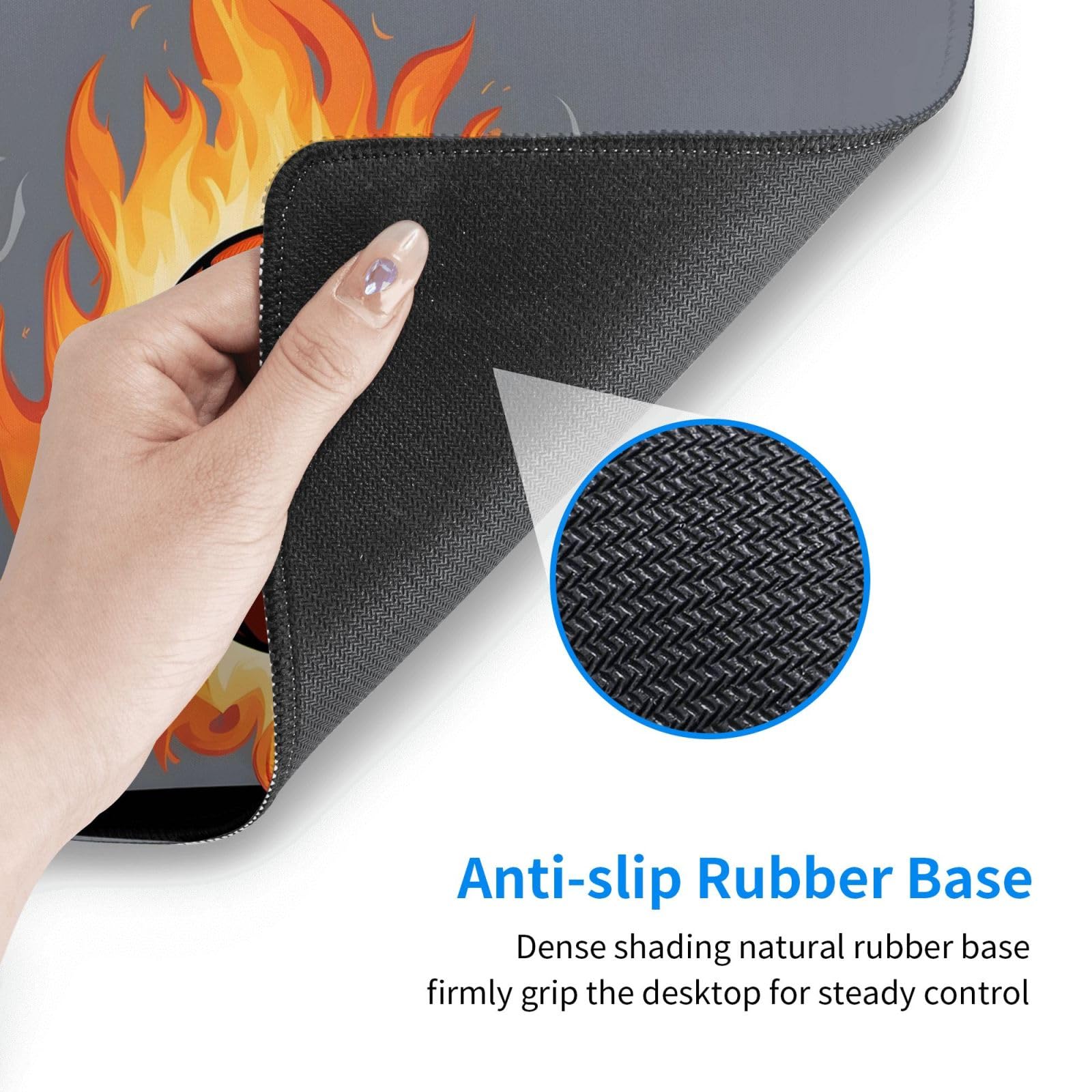 Fire Basketball Print Large Gaming Mouse Pad 16 x 29.5 Inches - Non-Slip, Durable Office Desk Mat with Strong Adhesion | Perfect for PC Gaming, Work & Home Office Setup