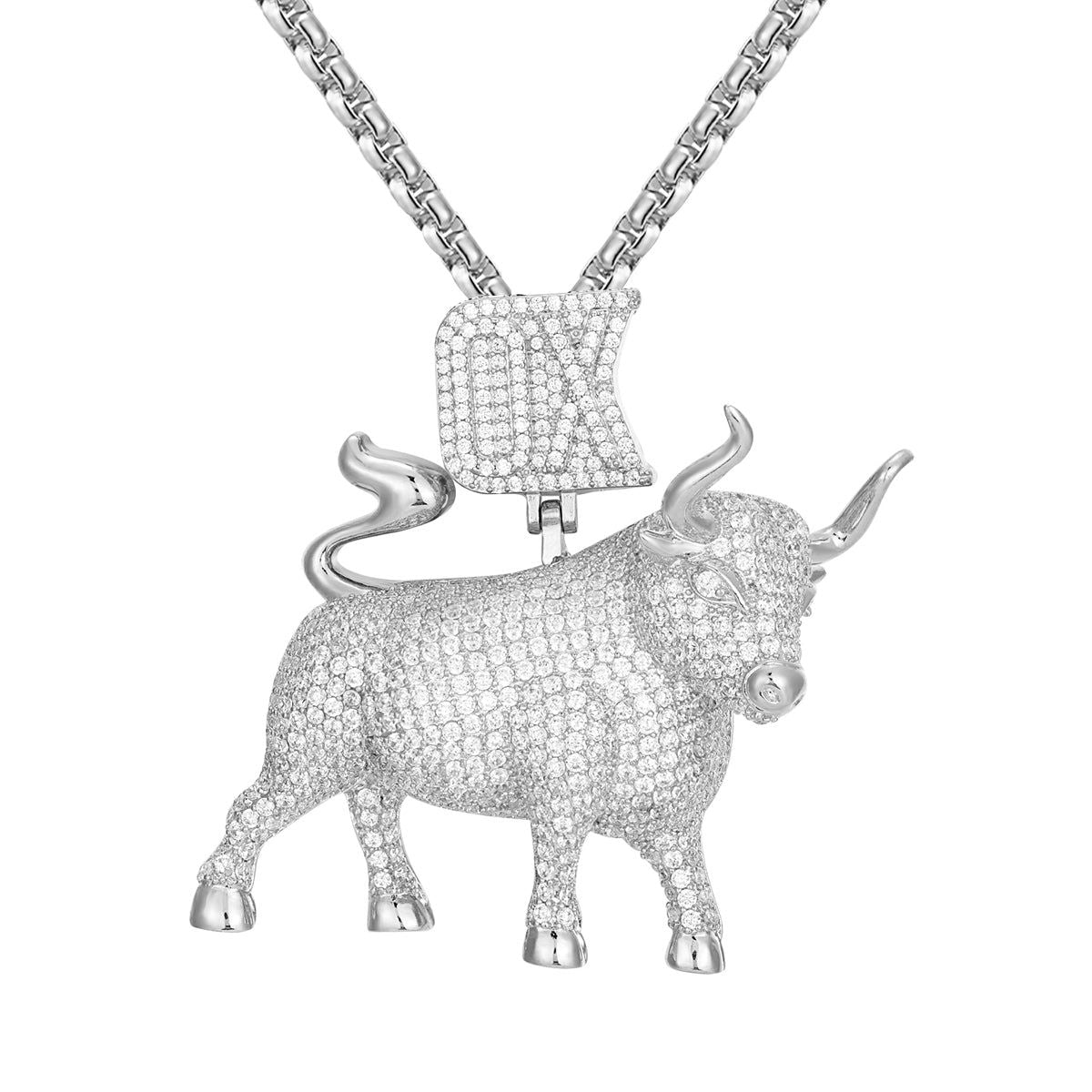 Men's OX Micro Pave Iced Out Custom Hip Hop Pendant Chain - Luxury Jewelry for Rappers, Streetwear & Night Out Style