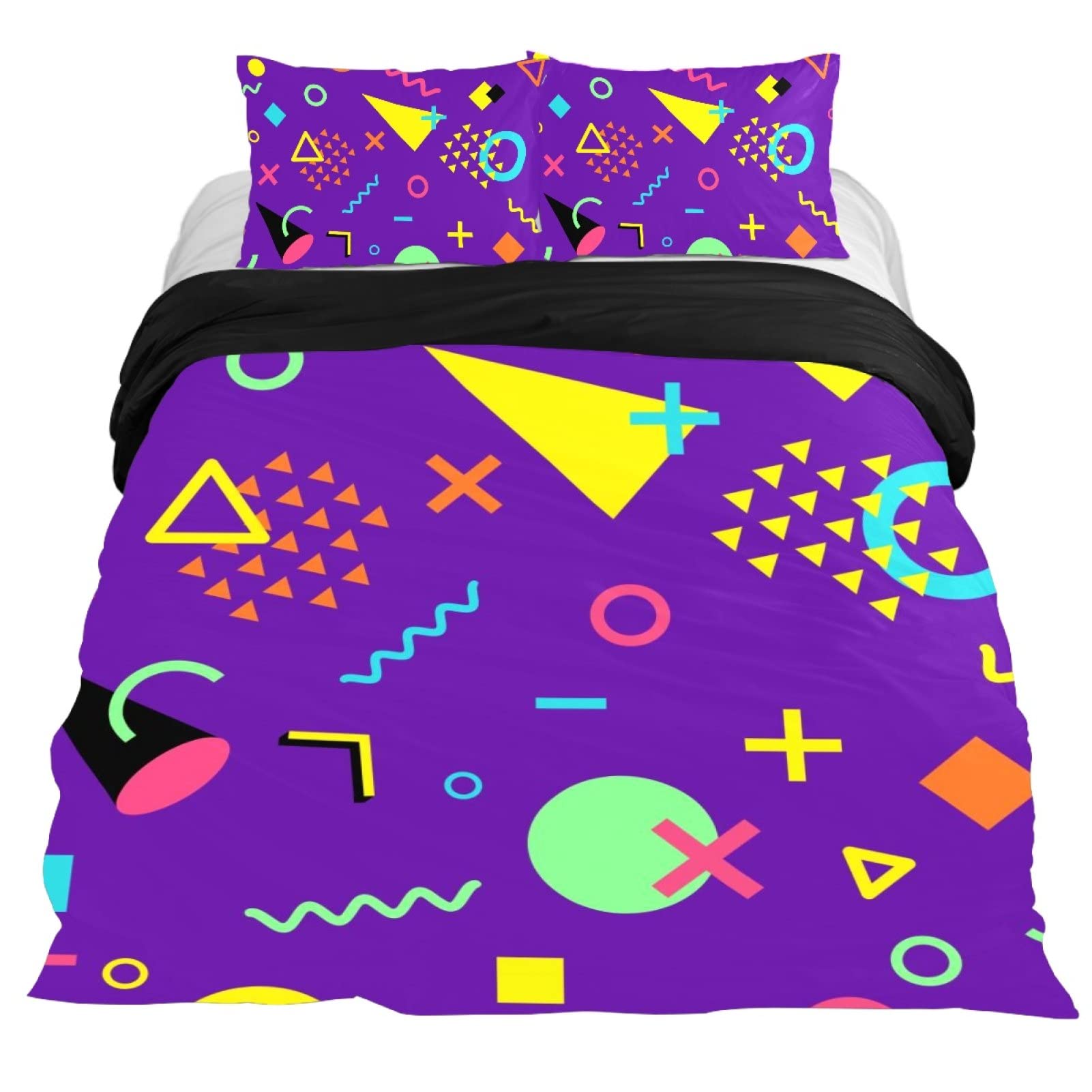 Anna Cowper Memphis Pattern Geometric Duvet Cover Set - Modern Twin Size Comforter Cover for Kids, Boys & Teens - Breathable Bedding with Decorative Design (Filling Not Included) - Perfect for Children's Rooms, Dorm Decor & Contemporary Home Styling