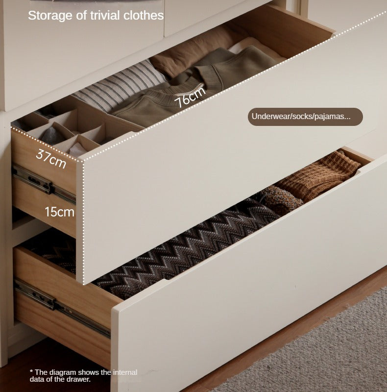 Pine Solid Wood Sectional Large Wardrobe - Cream Style Modern Closet for Bedroom & Living Room Storage Organization