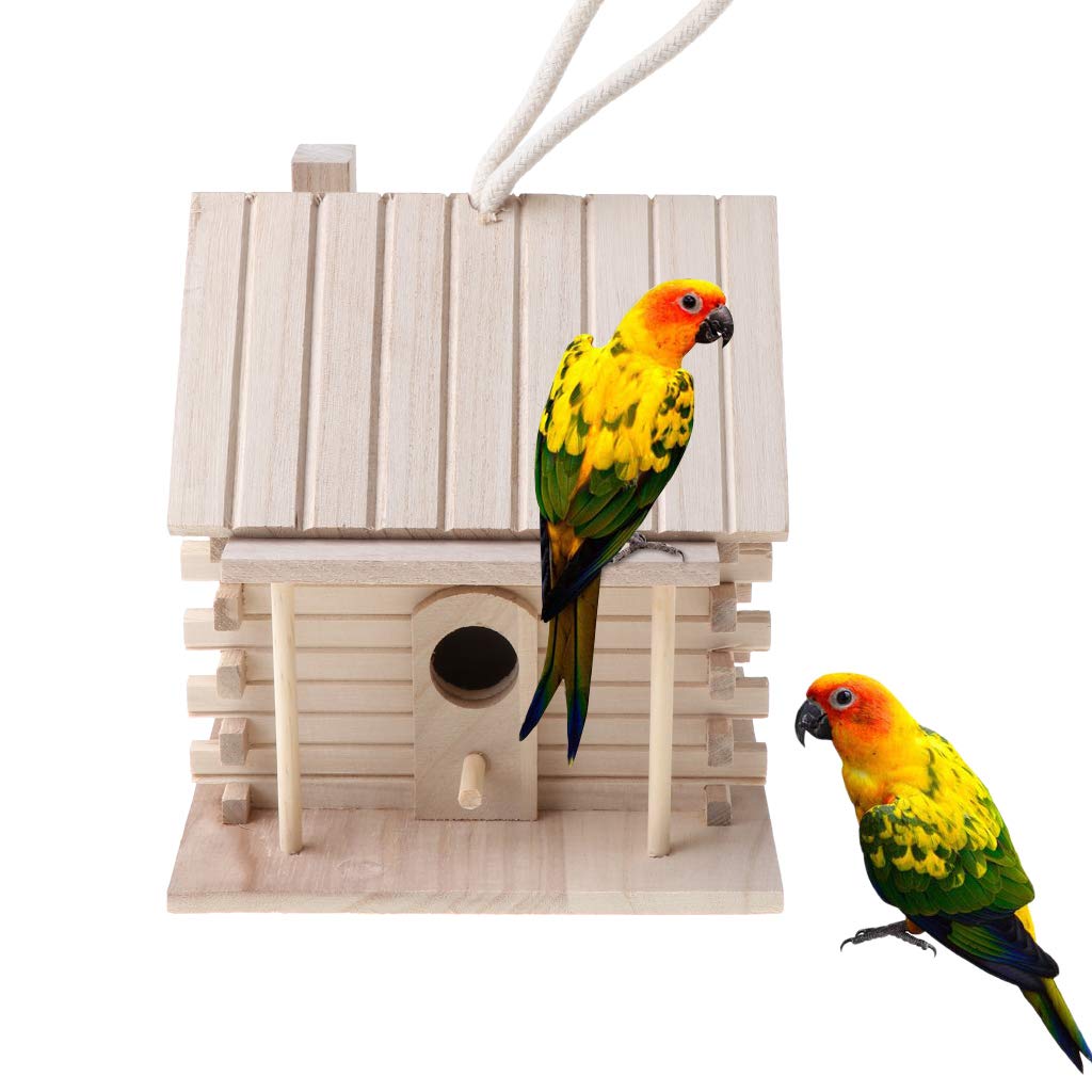 Wooden Bird House for Outdoor Use - Warm & Cozy Bird Breeding Box, Natural Nesting Shelter for Wild Birds, Perfect Garden Decoration & Pet Toy for Bird Lovers