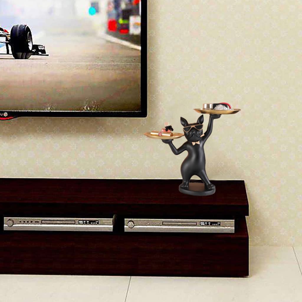 Modern Resin Bulldog Statue Key Holder & Jewelry Tray - Decorative Entryway Organizer for Keys, Coins, Watches, Phone & Wallet | Green Dog Figurine Storage Box | Perfect for Home, Office & Gift Giving