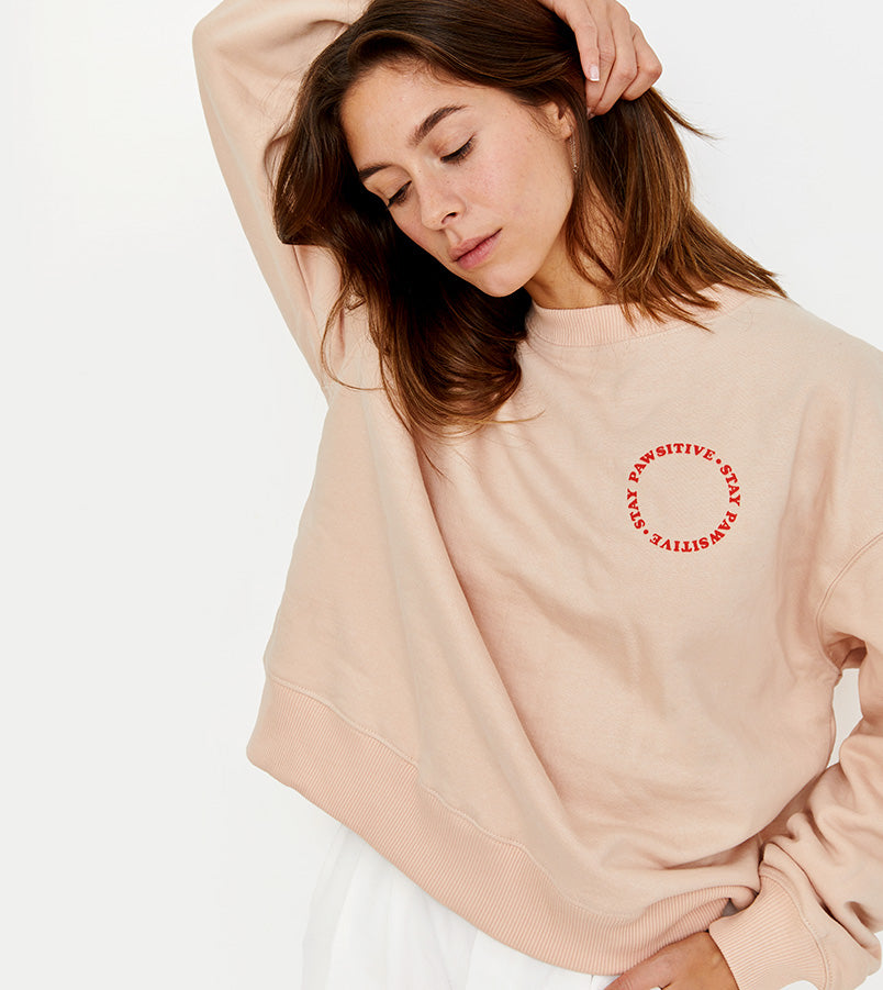 Pawsitive Pink Sport Sweatshirt for Women - Cozy Casual Wear for Gym, Running & Outdoor Activities