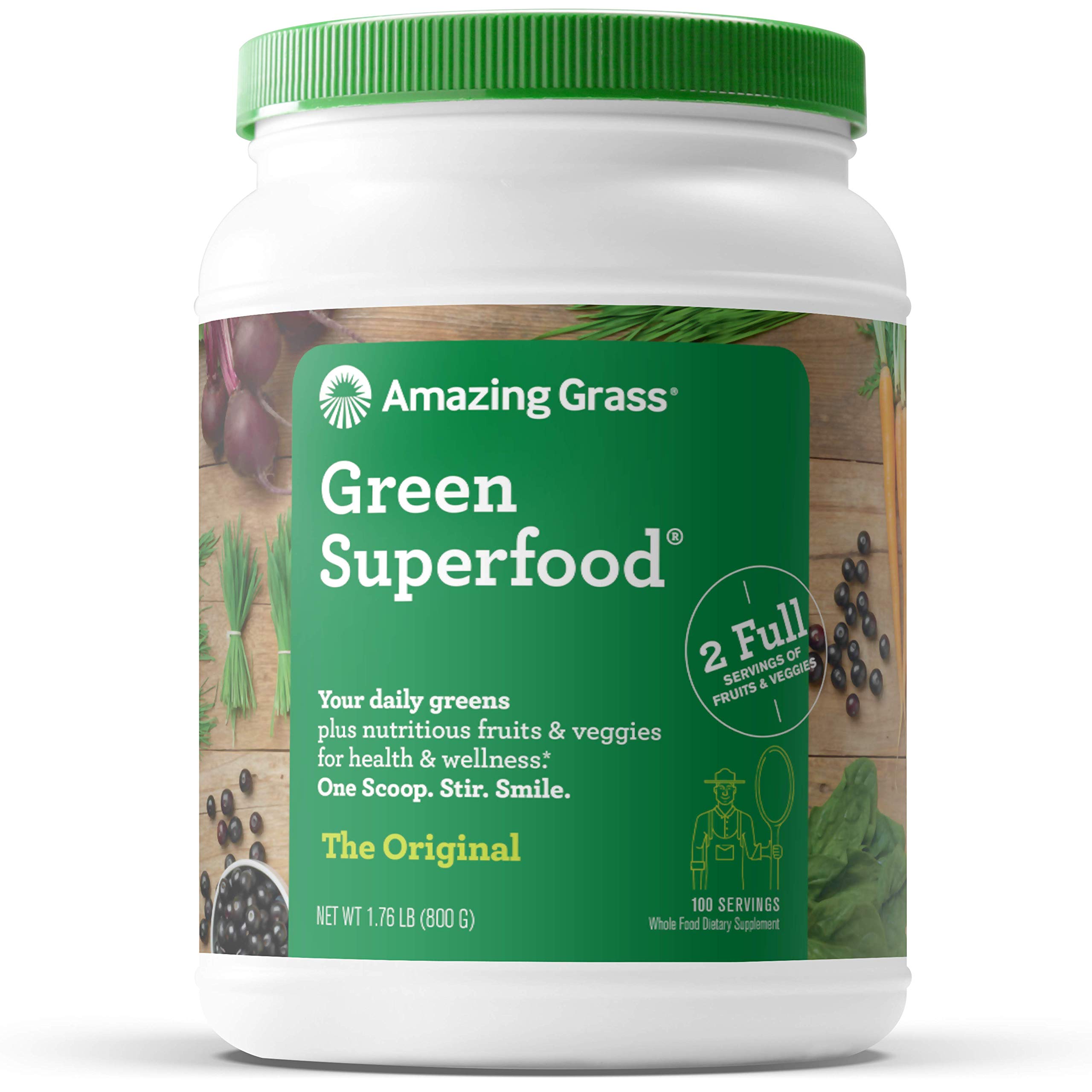 Amazing Grass Greens Blend Antioxidant Superfood Powder - 100 Servings | Organic Detox & Energy Boost for Daily Wellness | Perfect for Smoothies, Juices & Healthy Lifestyle
