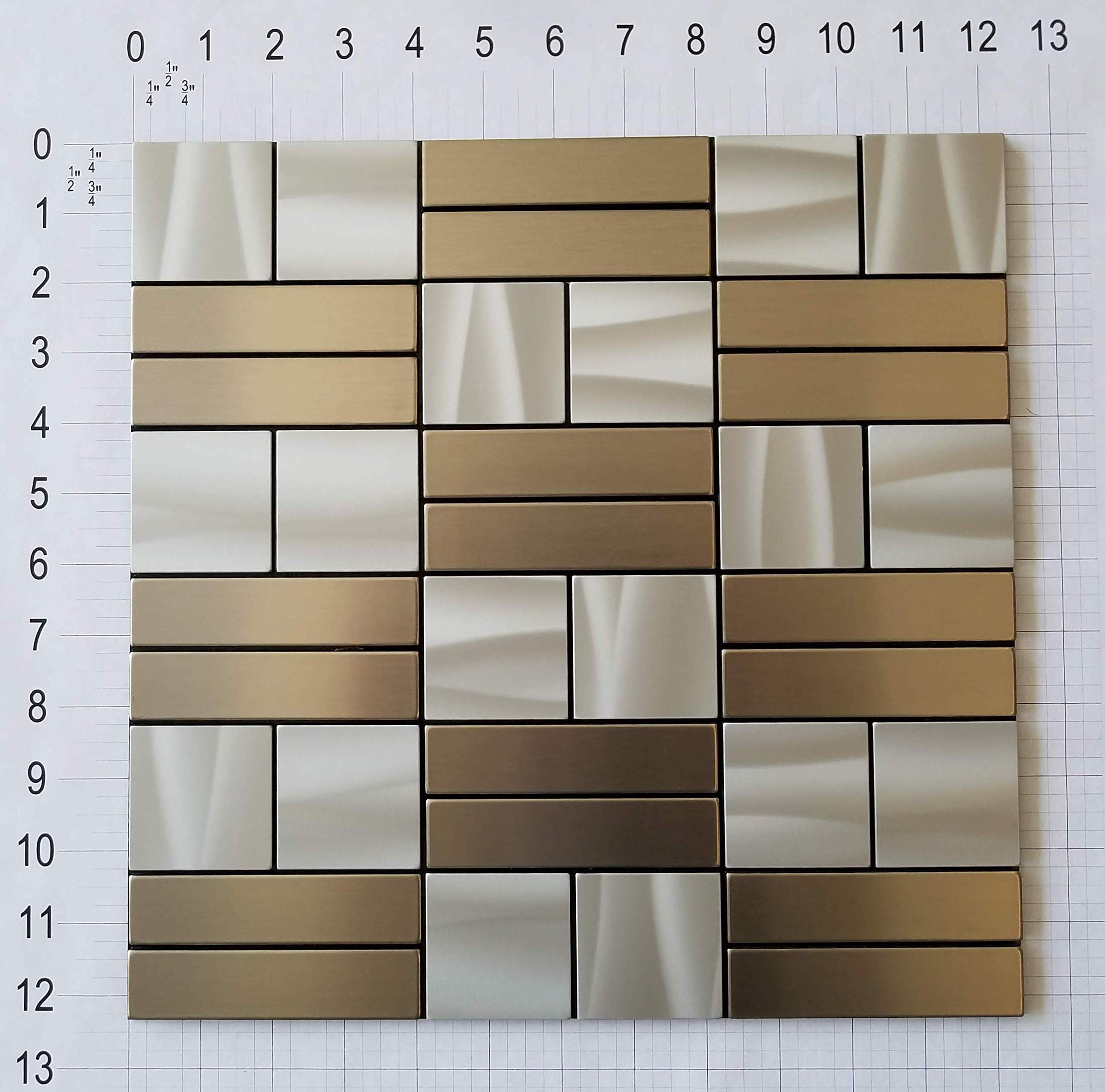 Modern Aluminum Mosaic Tile Peel & Stick - Silver Pearl II Backsplash for Kitchen & Bathroom - Self-Adhesive Wall Tile for Accent Walls, Fireplaces & DIY Home Decor