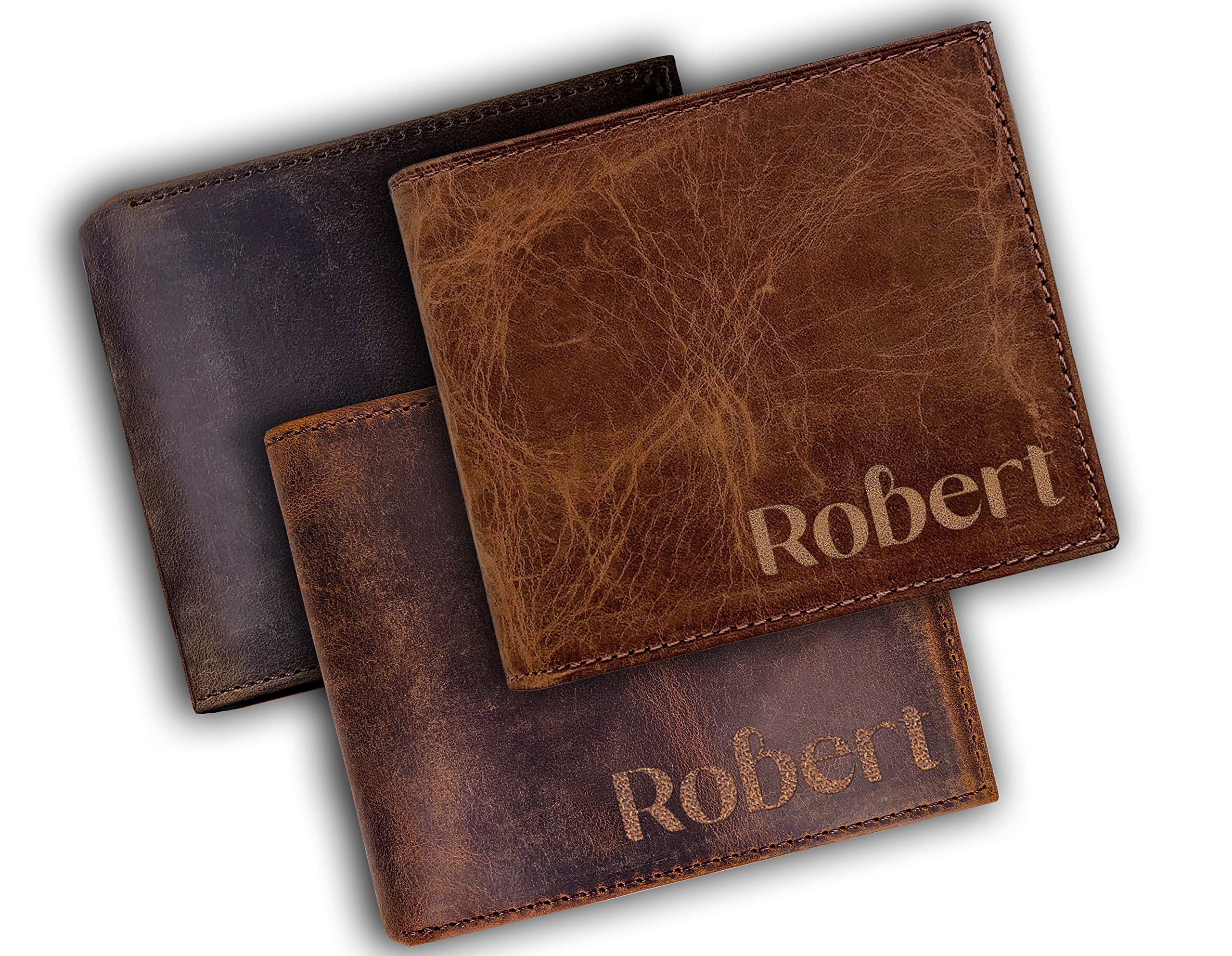 Premium Genuine Leather Custom Wallets for Men - Personalized Engraved Gift for Husband, Dad, Boyfriend & Groom - Birthday, Anniversary, Christmas & Father's Day Gift (Brown) - Perfect for Everyday Carry & Special Occasions