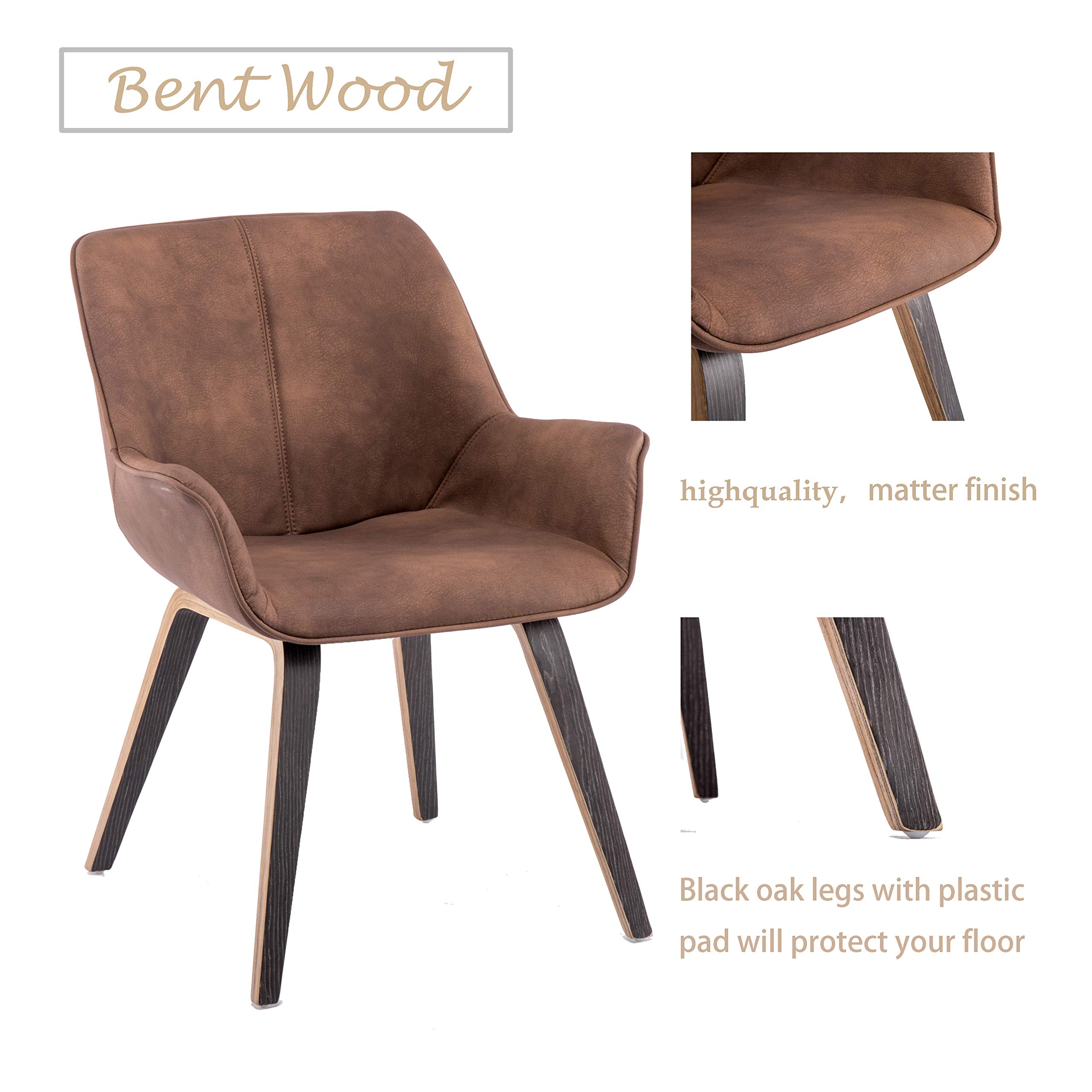 Brown Oak Upholstered Accent Chairs Set of 4 - Living Room Furniture, Comfortable Lounge Chairs for Home Decor - Perfect for Living Rooms, Bedrooms, and Reading Nooks