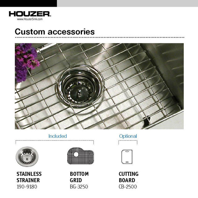 Houzer Belleo Series 31 Stainless Steel Drop-in Topmount Single Bowl Offset Kitchen Sink - Perfect for Modern Kitchens, Small Spaces & Dishwashing Convenience