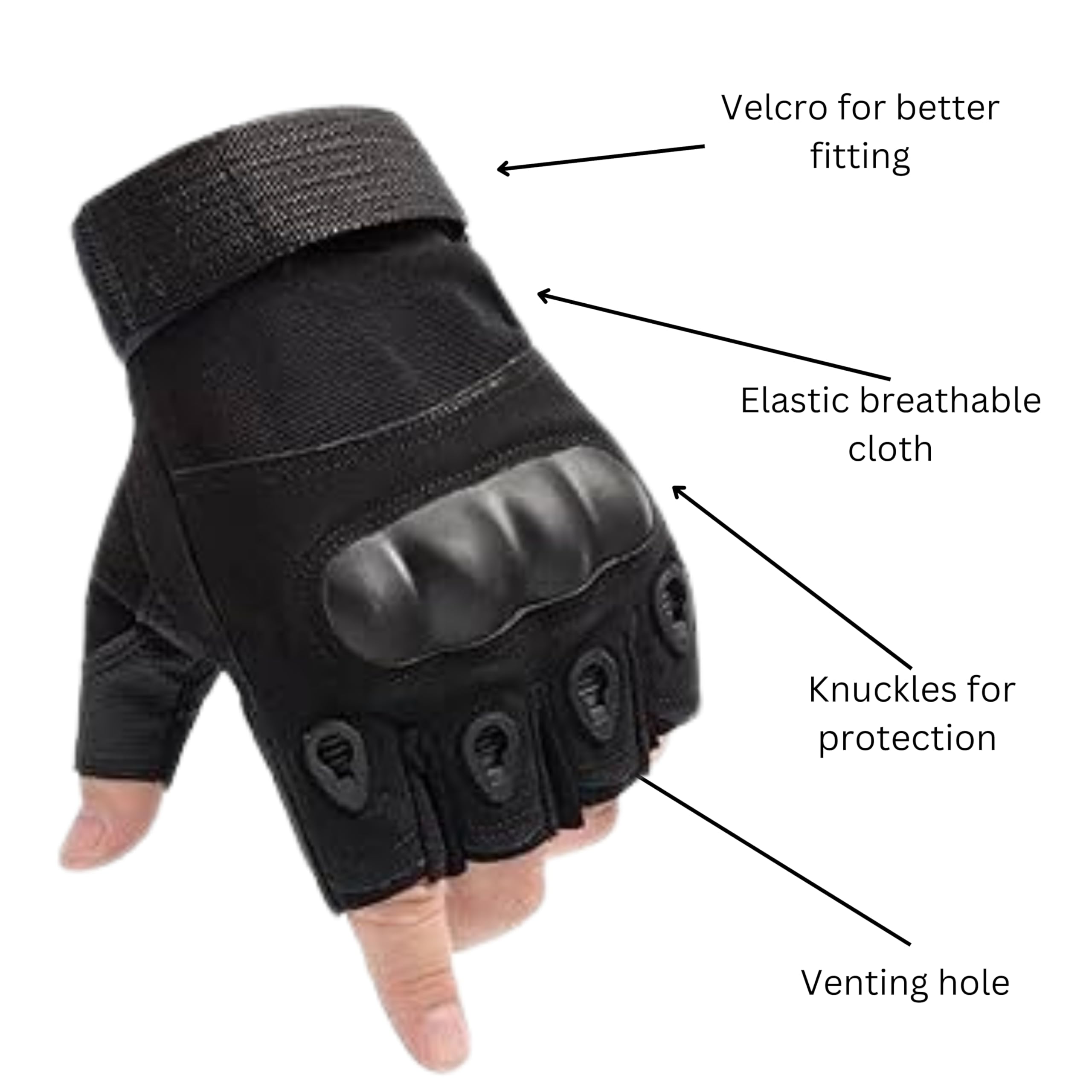 Boundless Performance Fingerless Knuckle Tactical Gloves - Breathable & Durable for Motorcycling, Hiking, Shooting, Hunting & Outdoor Adventures | Airsoft & Tactical Use | Perfect for Range Training, ATV Riding & Winter Sports