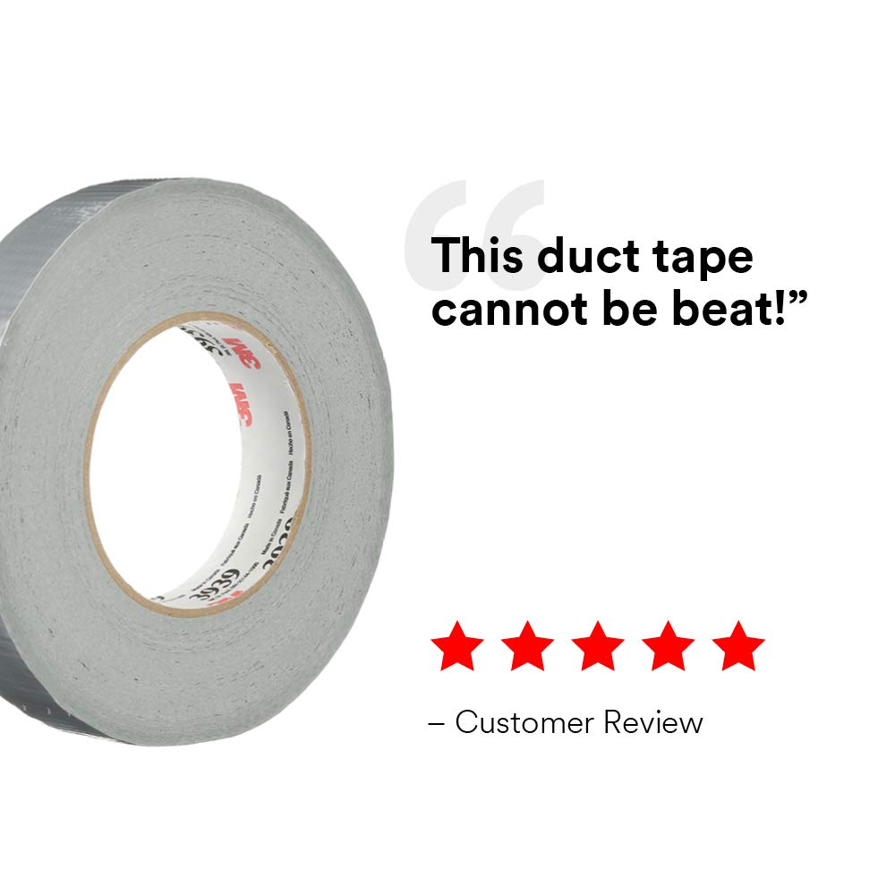 3M 3939 Heavy Duty Duct Tape, Silver, .94 in x 60 yd x 9.0 mil – Professional Grade Water-Resistant Duct Tape for Sealing, Holding, Bundling and Reinforcing (Case of 36 Rolls) – Ideal for Home Repairs, HVAC Work, Packaging and Industrial Use
