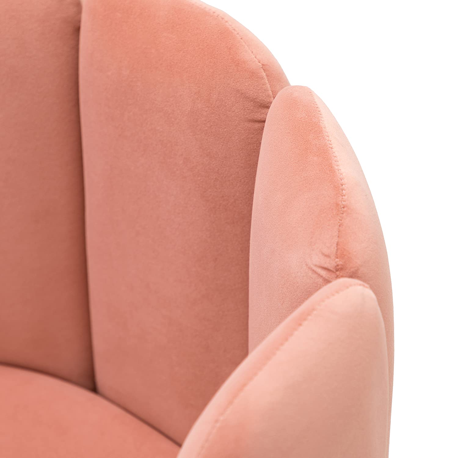 HULALA HOME Velvet Accent Chairs Set of 2 - Pink Upholstered Dining Chairs with Shell Back & Gold Metal Legs, Modern Vanity Chair for Makeup Room, Comfy Living Room Seating for Bedroom, Office, or Lounge