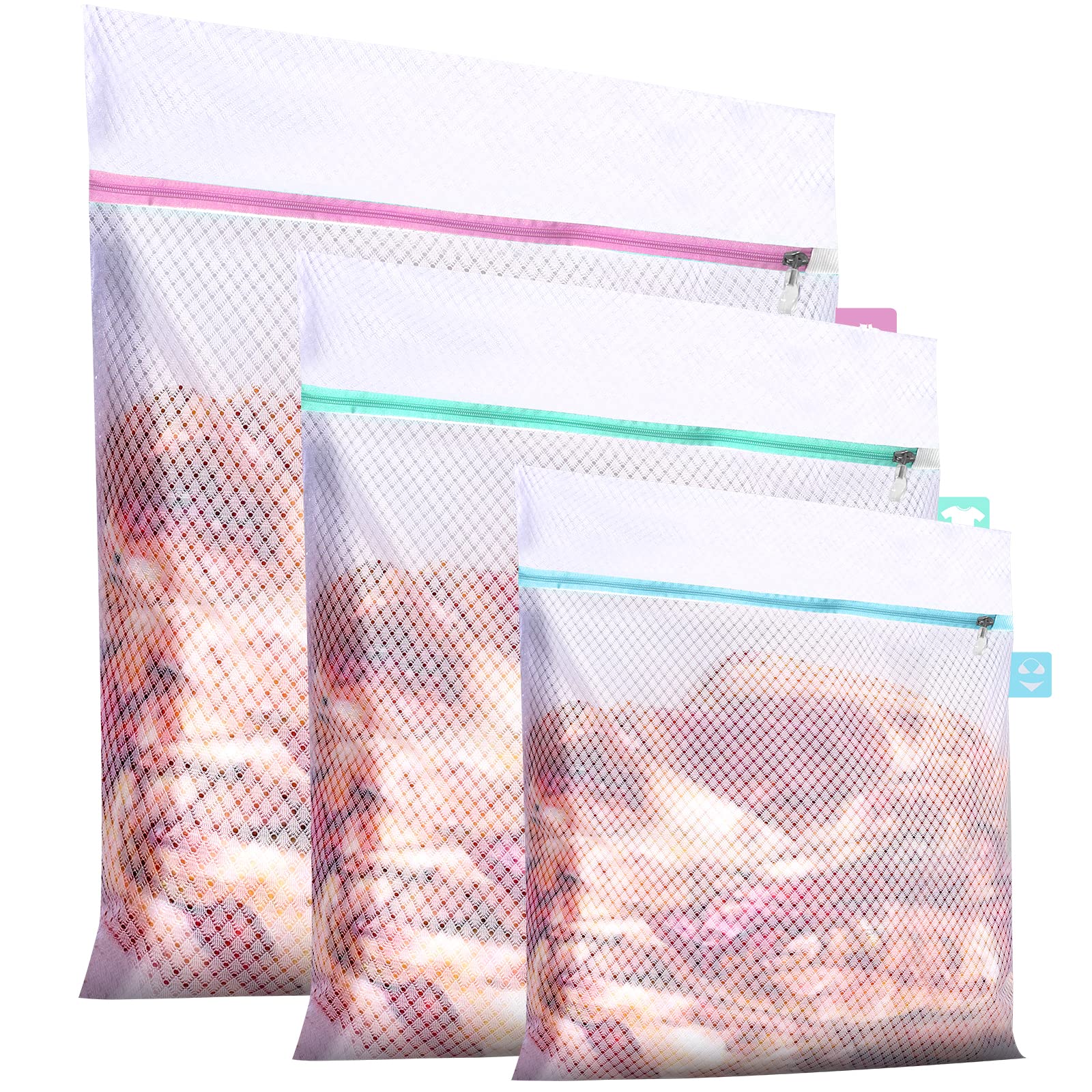 Premium Delicates Laundry Hamper Bags with Zipper - 3 Pack Lingerie Wash Bags for Bras, Underwear, Hosiery & Blouses - Travel Storage Organizer for Gentle Cycle Washing & Closet Organization