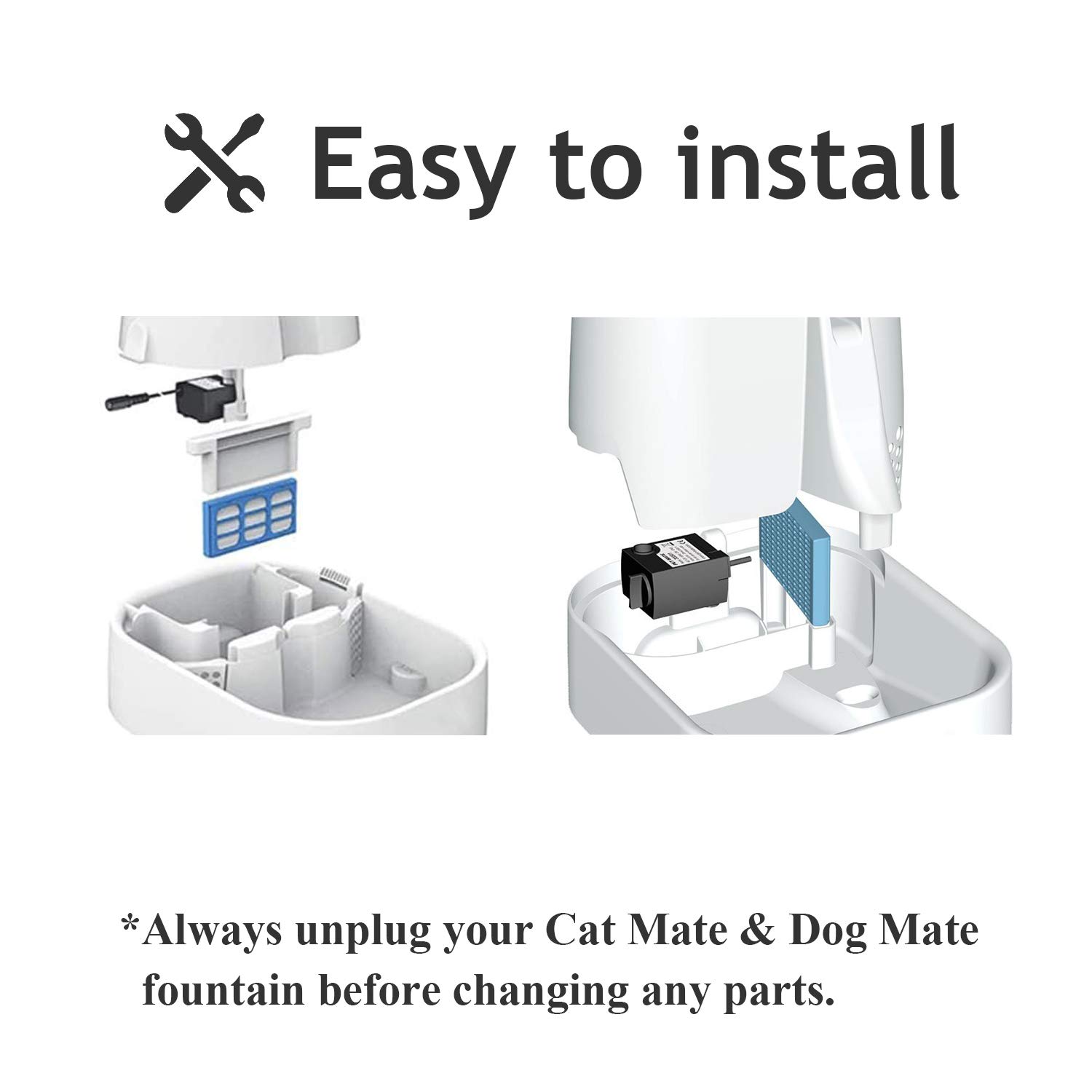 12 Pack Cat Water Fountain Filters - Compatible with Cat & Dog Mate Pet Fountains - Replacement Cartridges for Clean Drinking Water - Perfect for Multi-Pet Households & Automatic Water Dispensers