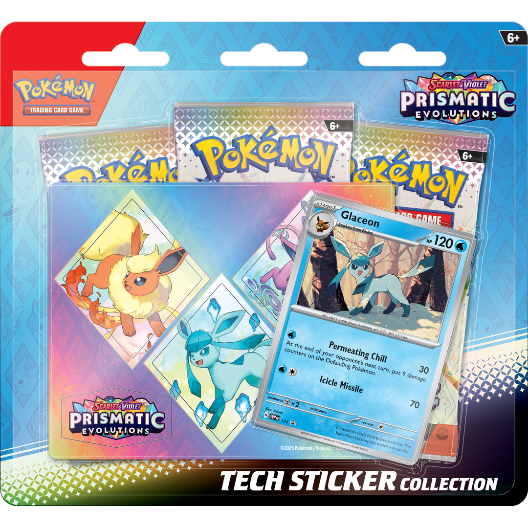 KLUB Pokemon TCG: Scarlet & Violet Prismatic Evolutions Tech Sticker Collection - Premium Trading Card Game Accessories for Card Protectors, Binders & Gaming Laptops